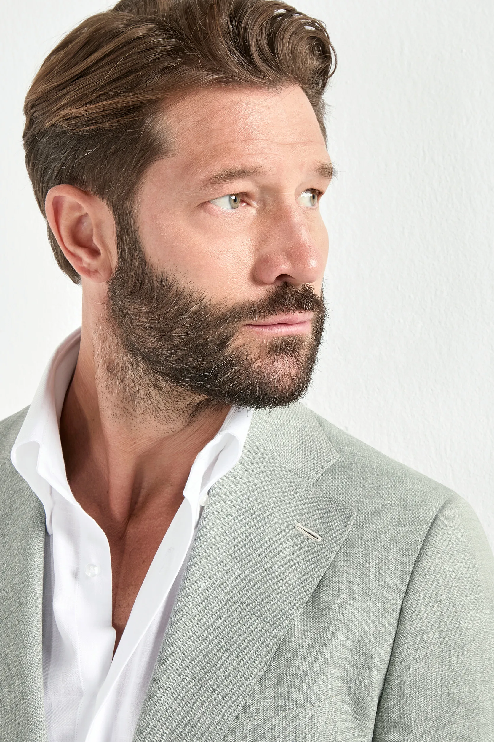 Sage wool silk and linen jacket - Made in Italy - Image 3