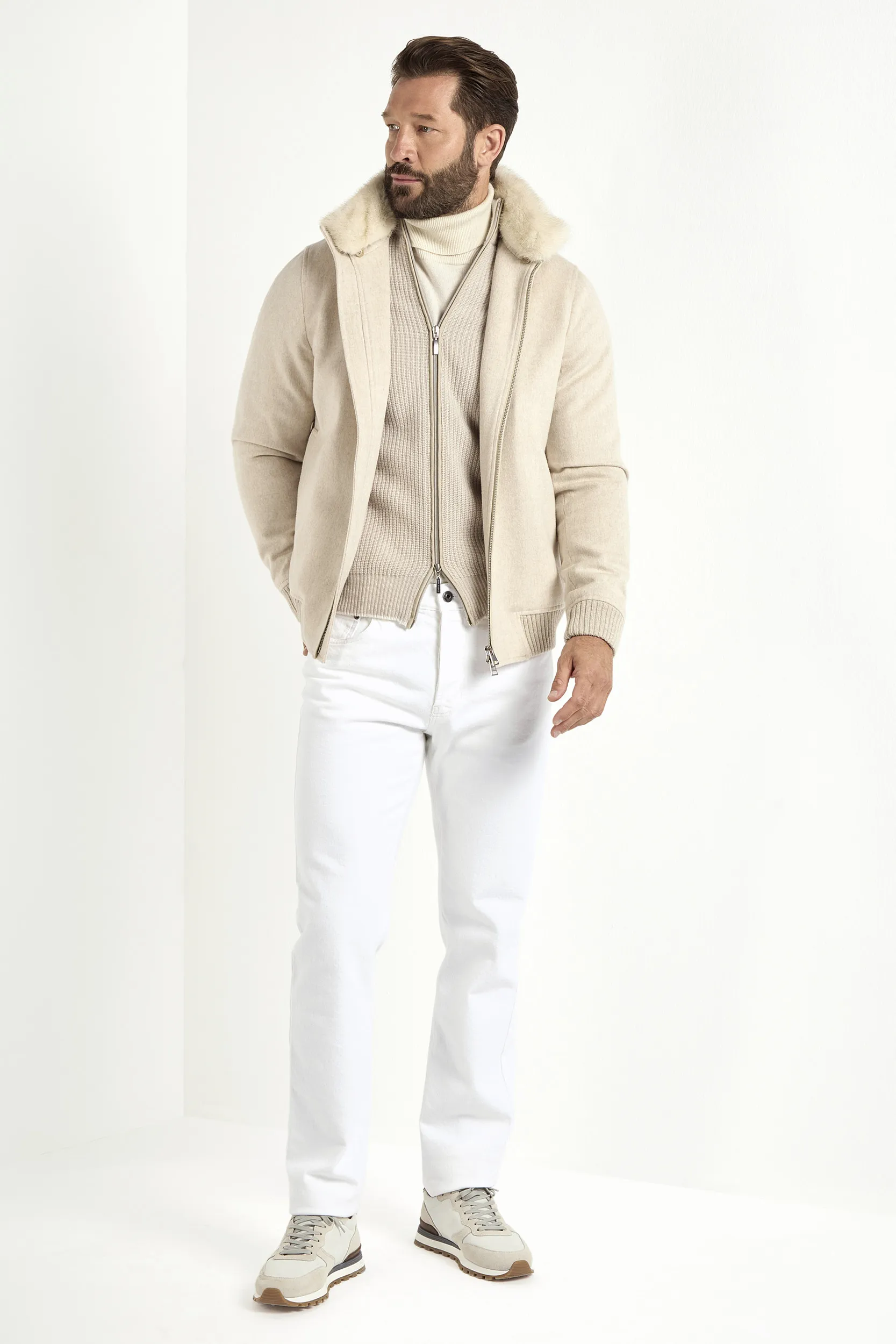 Sand mink collar bomber - Made in Italy - Image 4