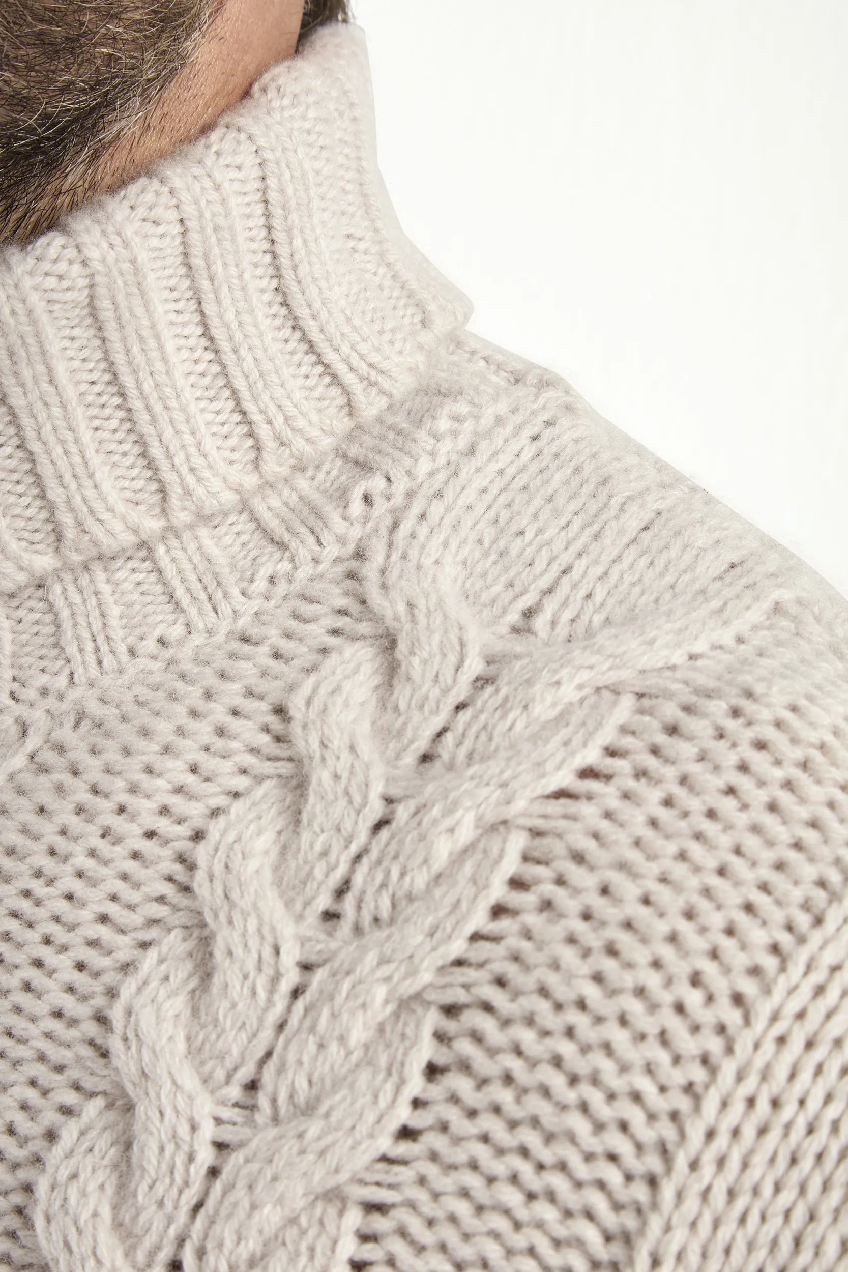 Sand cable turtleneck - Made in Italy - Image 2