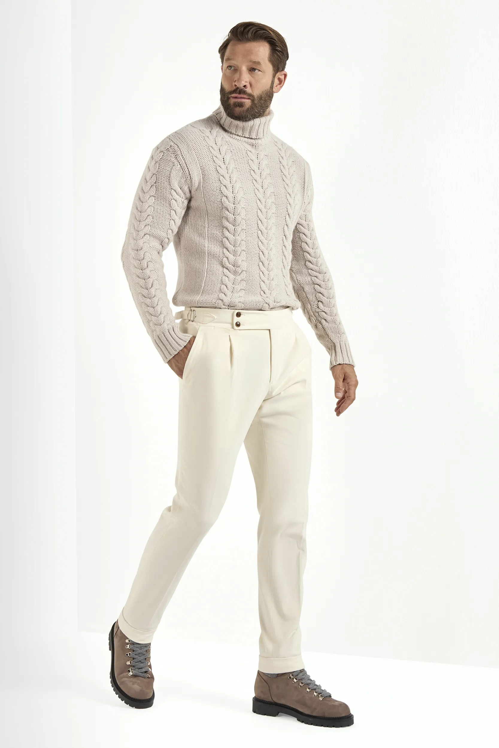 Sand cable turtleneck - Made in Italy - Image 3