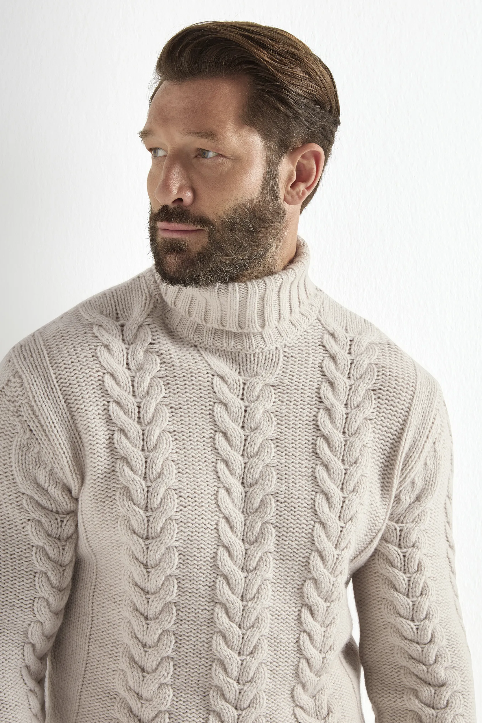 Sand cable turtleneck - Made in Italy - Image 4