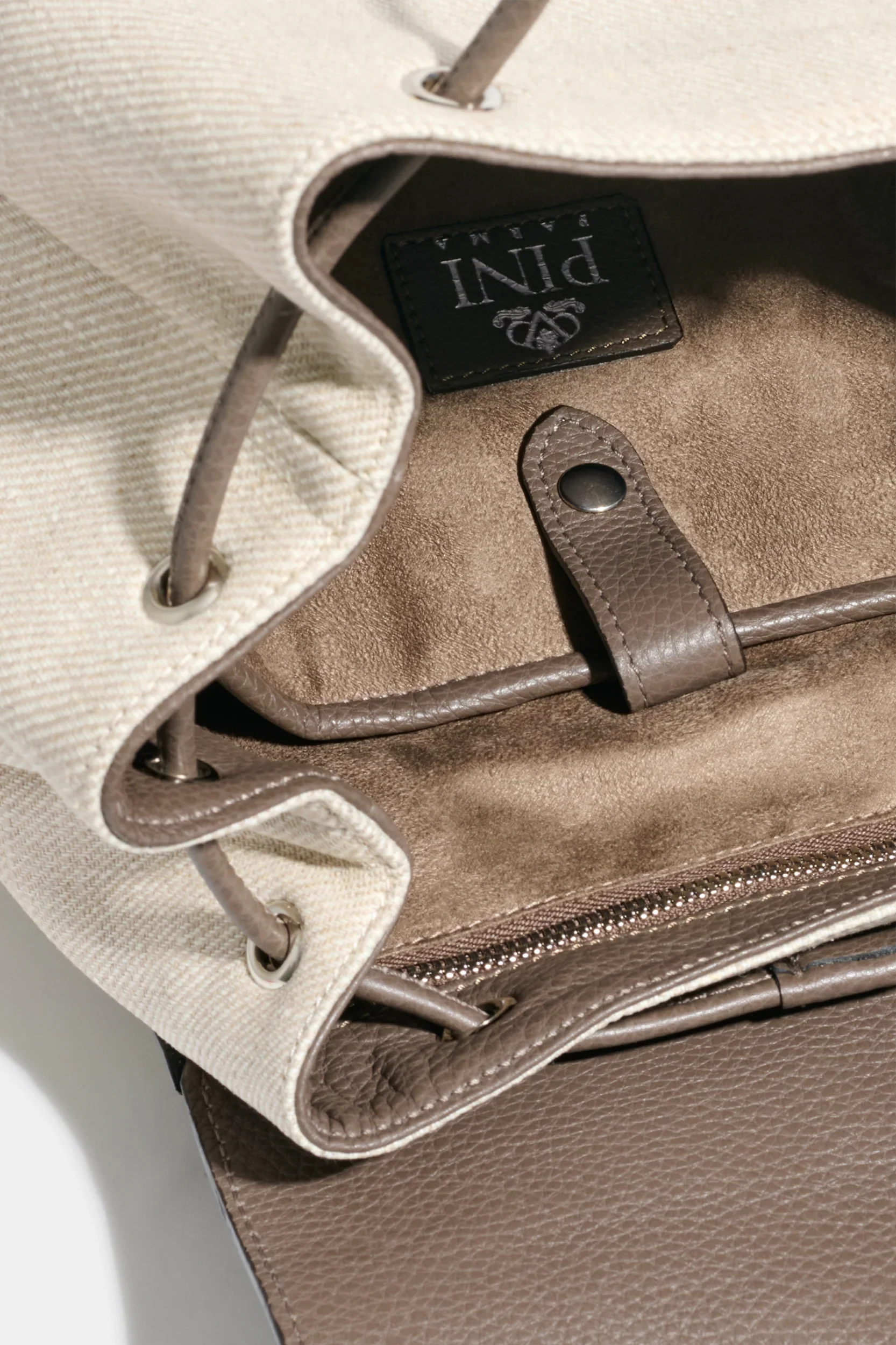Sand canvas & leather backpack - Made in Italy - Image 2