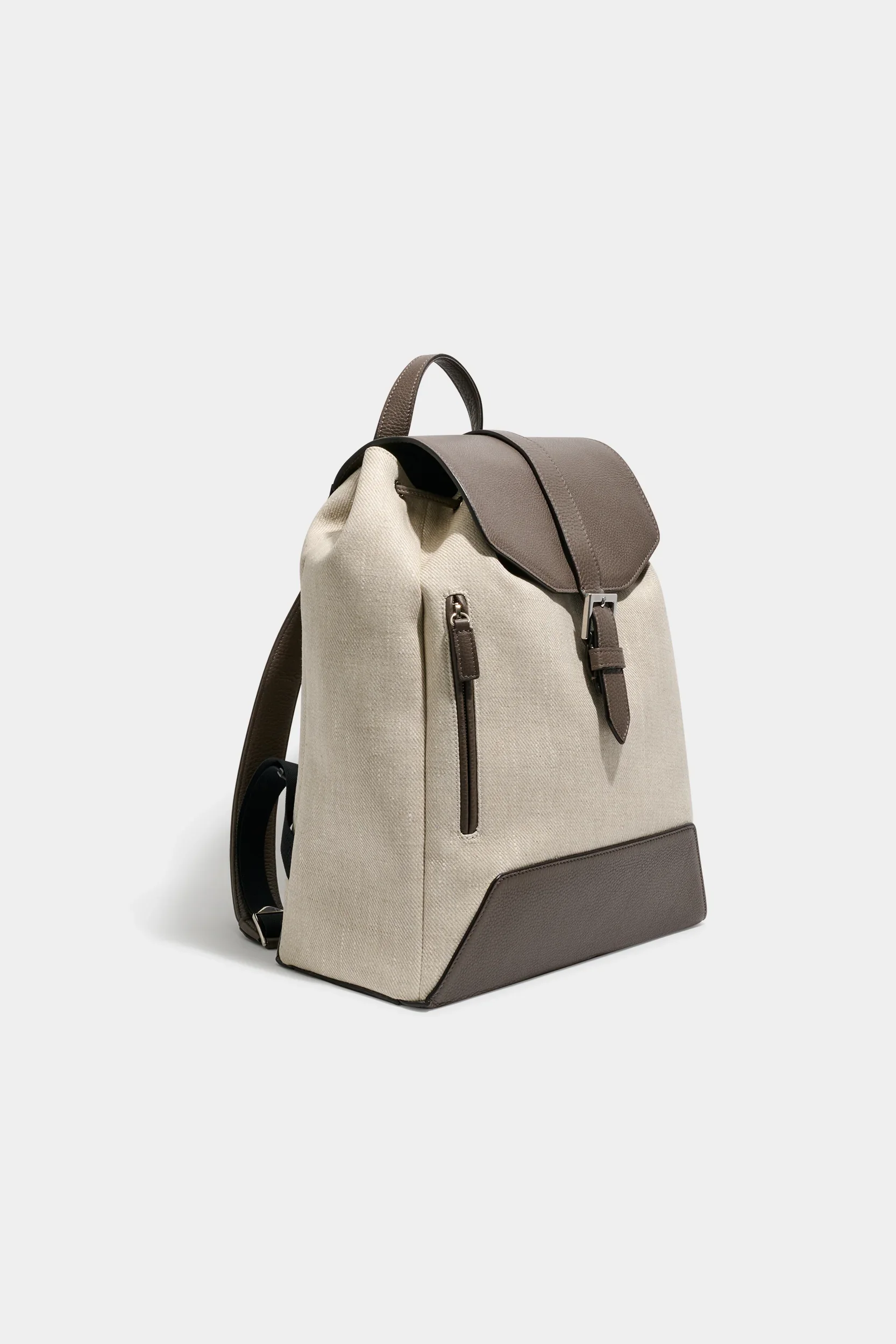 Sand canvas & leather backpack - Made in Italy - Image 8