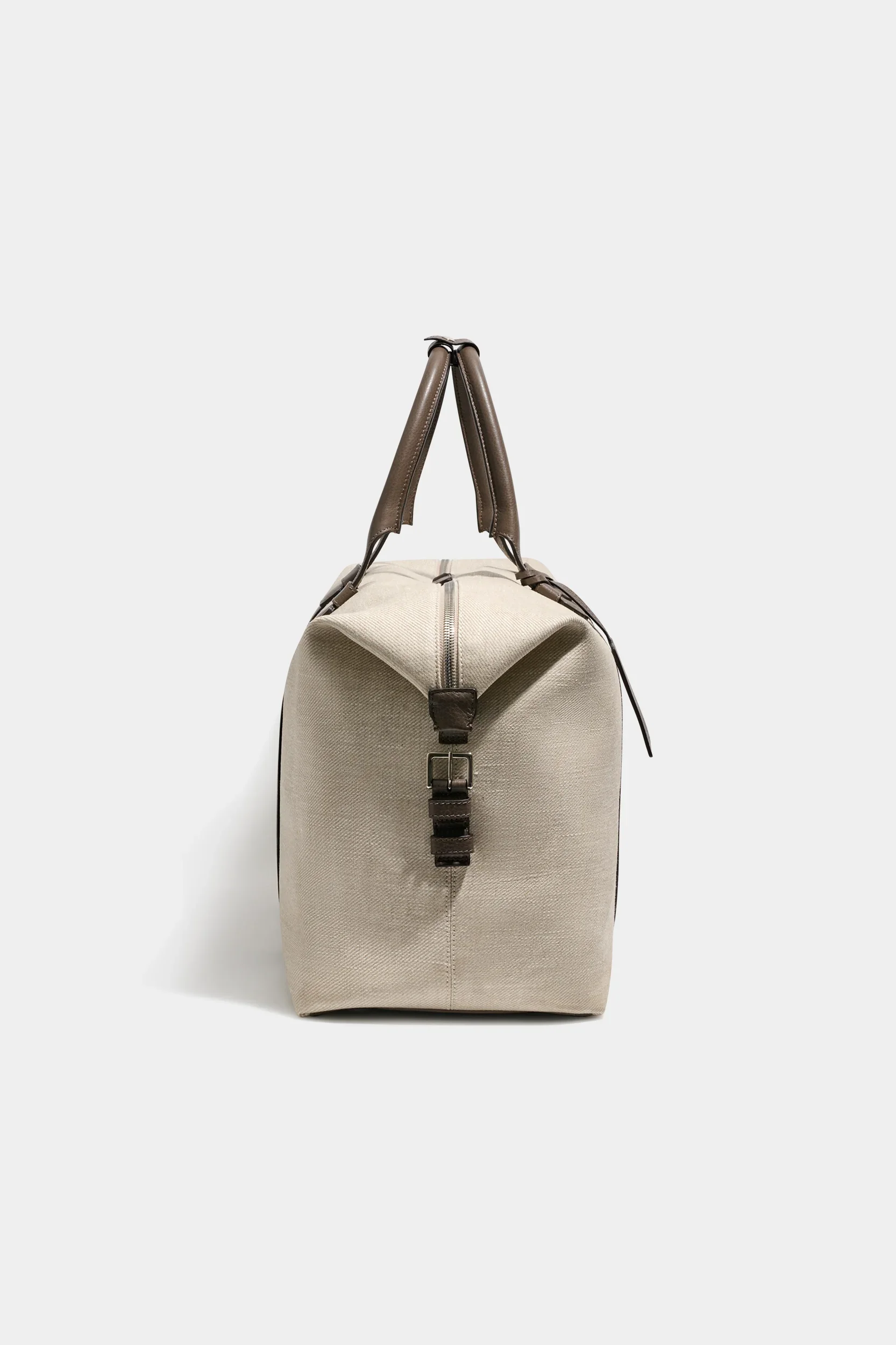 Sand canvas & leather weekender bag - Made in Italy - Image 3