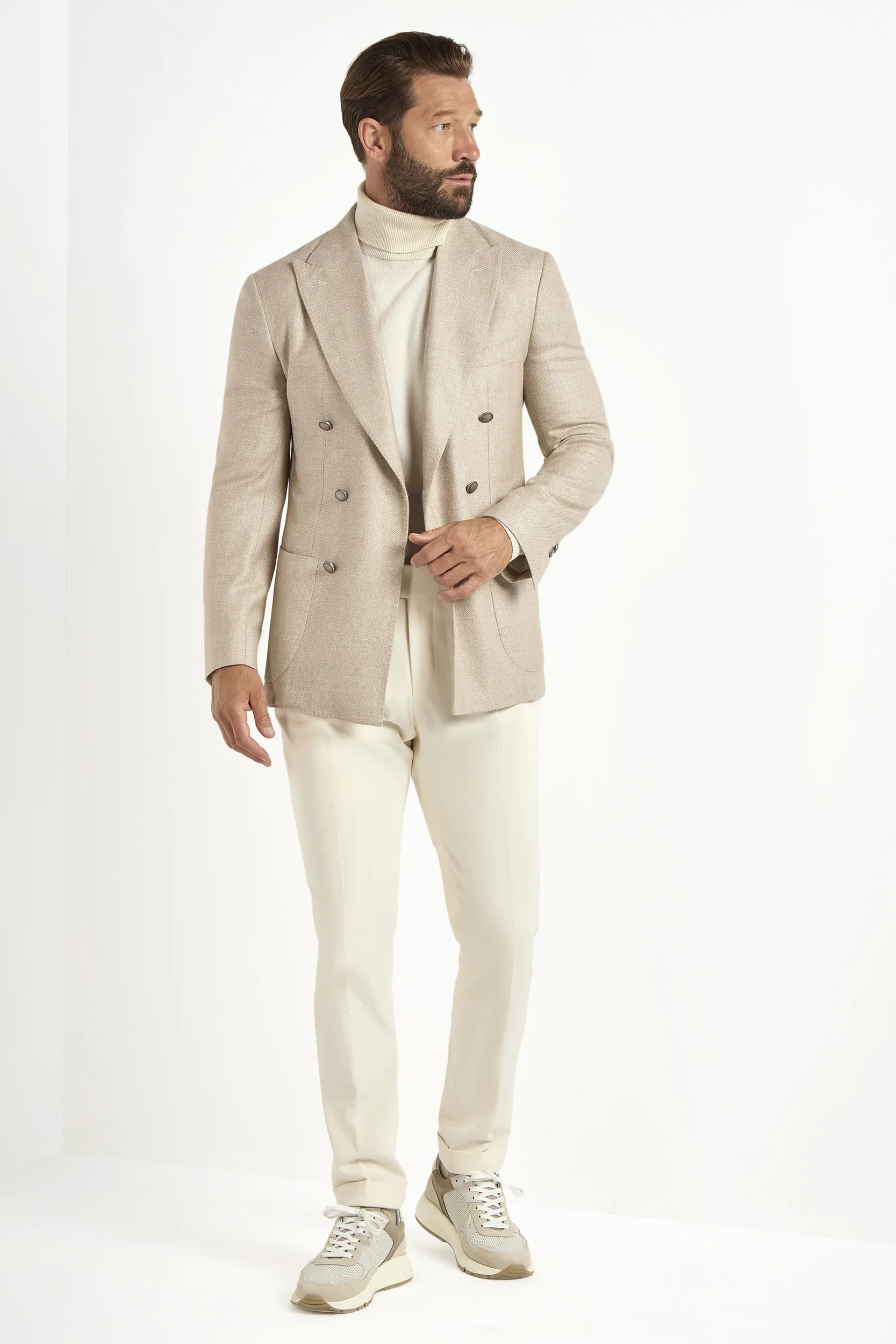 Sand double breasted jacket - Made in Italy