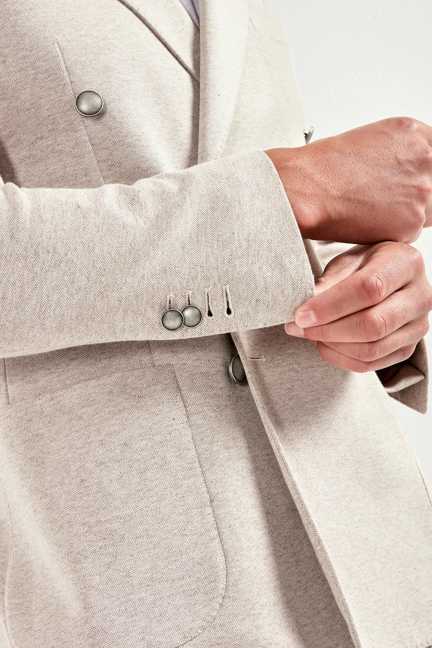 Sand double breasted jersey jacket - Made in Italy - Image 2