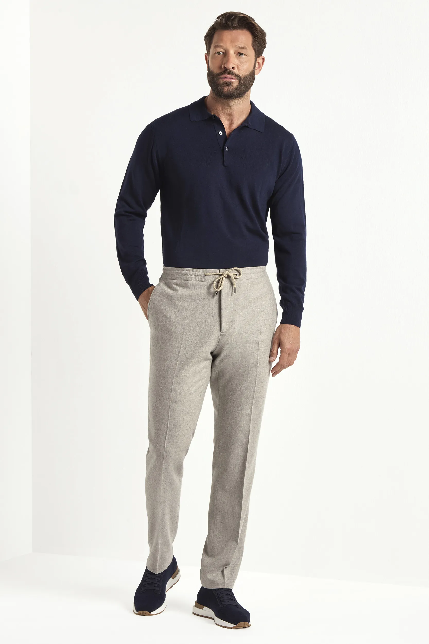 Sand flannel Alassio trousers - Made in Italy - Image 3