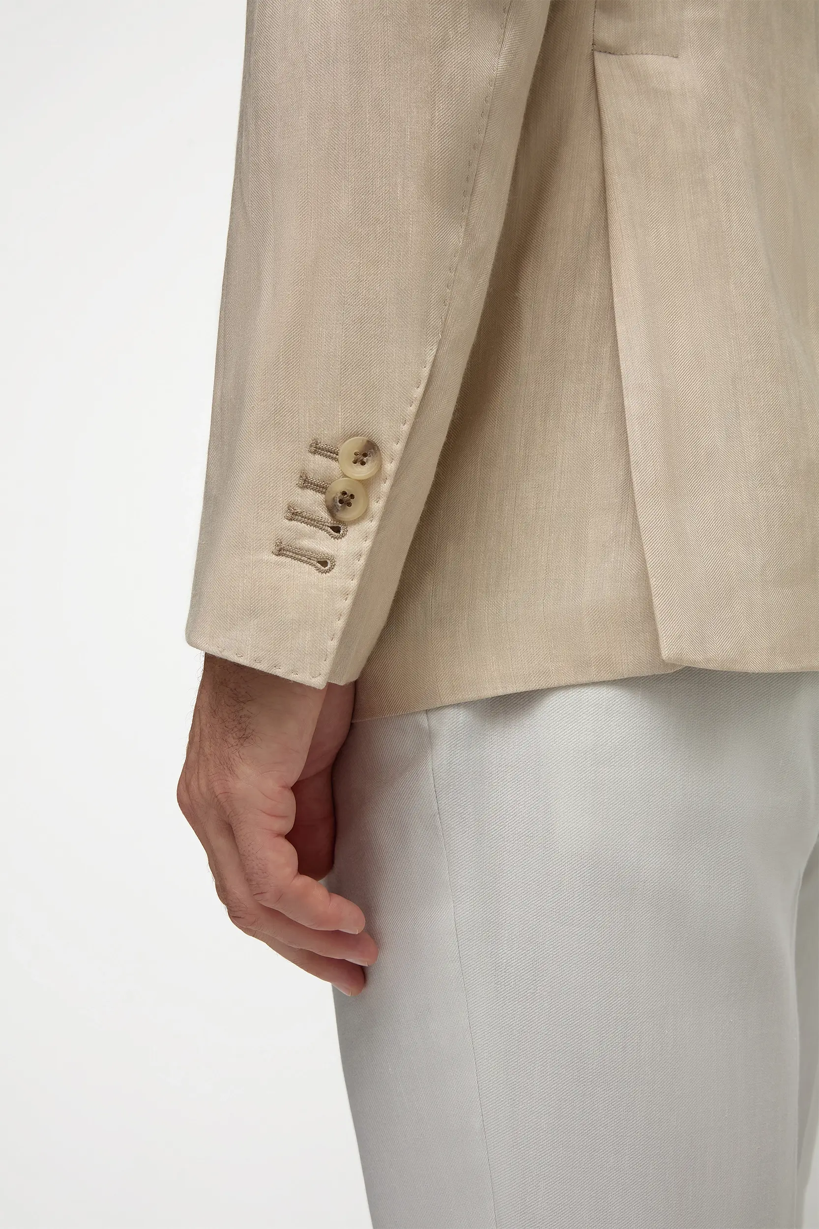 Sand herringbone jacket - Made in Italy - Image 2