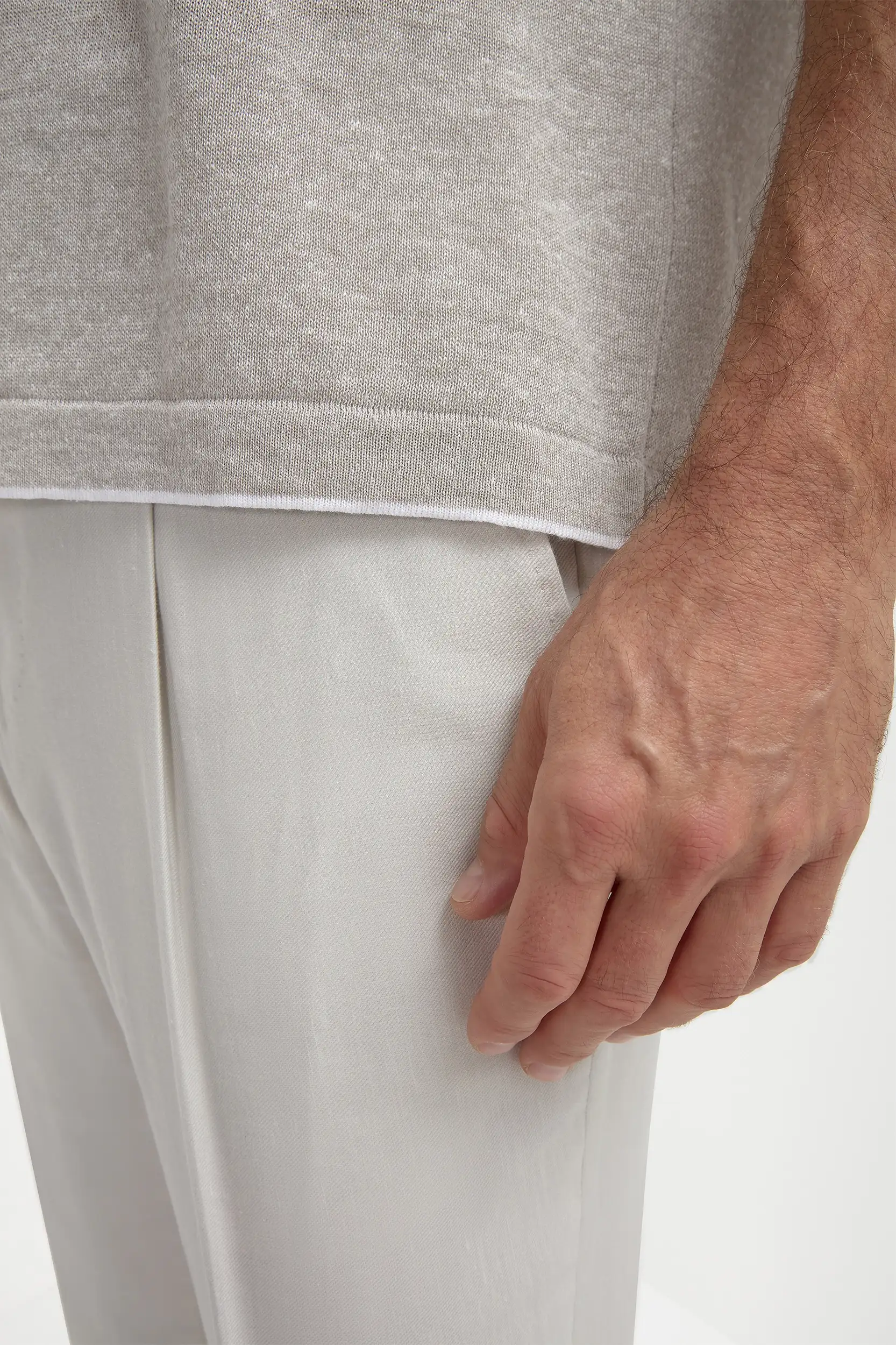 Sand linen and cotton t-shirt - Made in Italy - Image 3