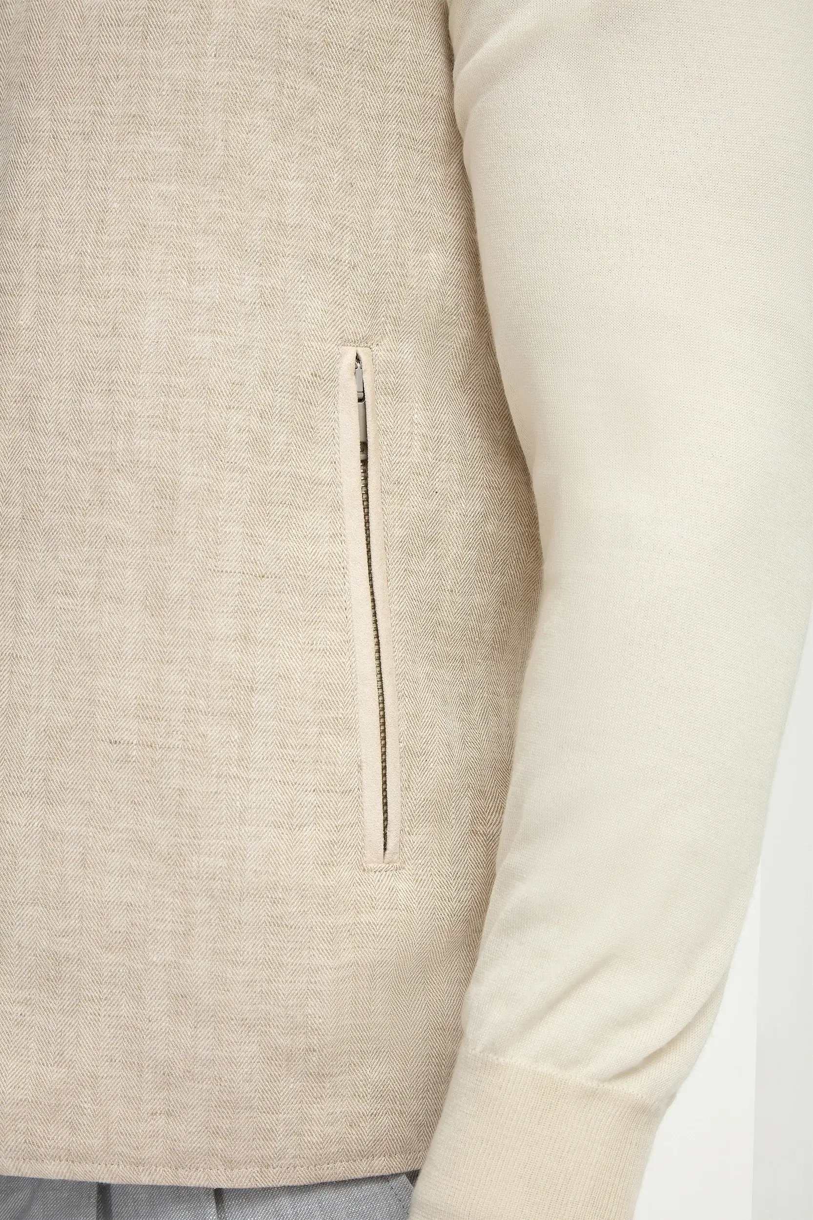 Sand herringbone reversible vest - Made in Italy - Image 5