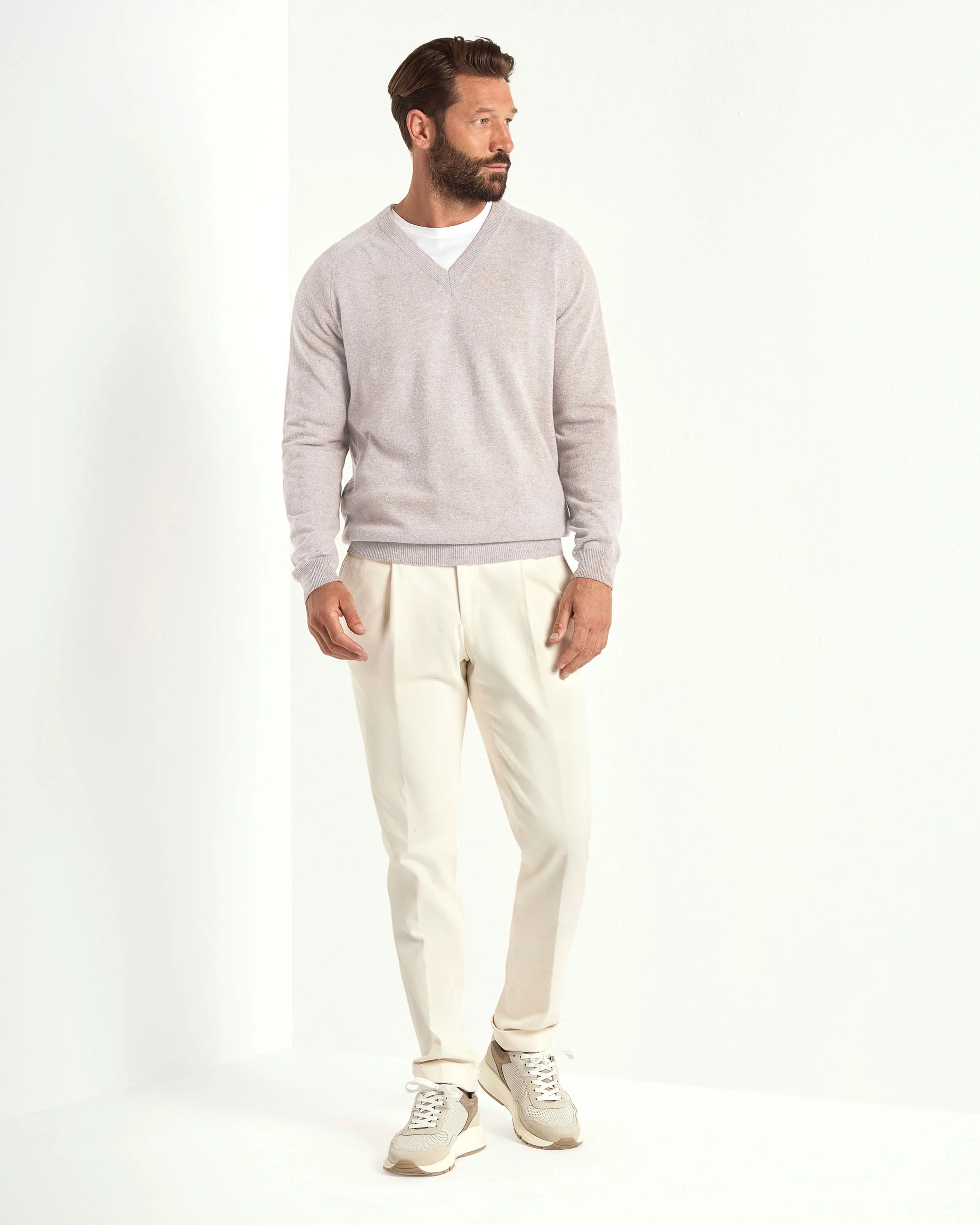 Sand v-neck sweater - Made in Italy - Image 3