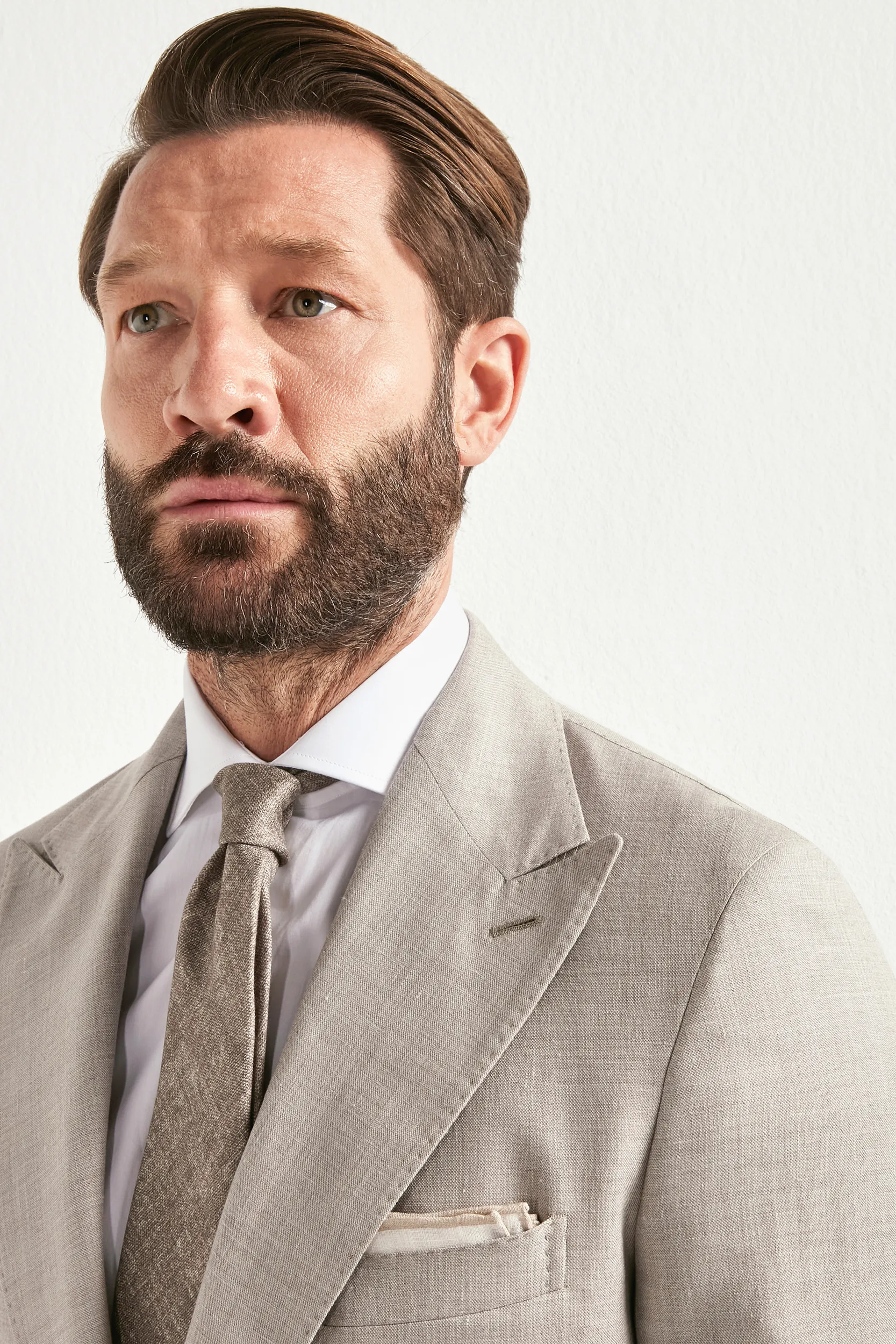 Sand wool silk and linen suit - Made in Italy - Image 4