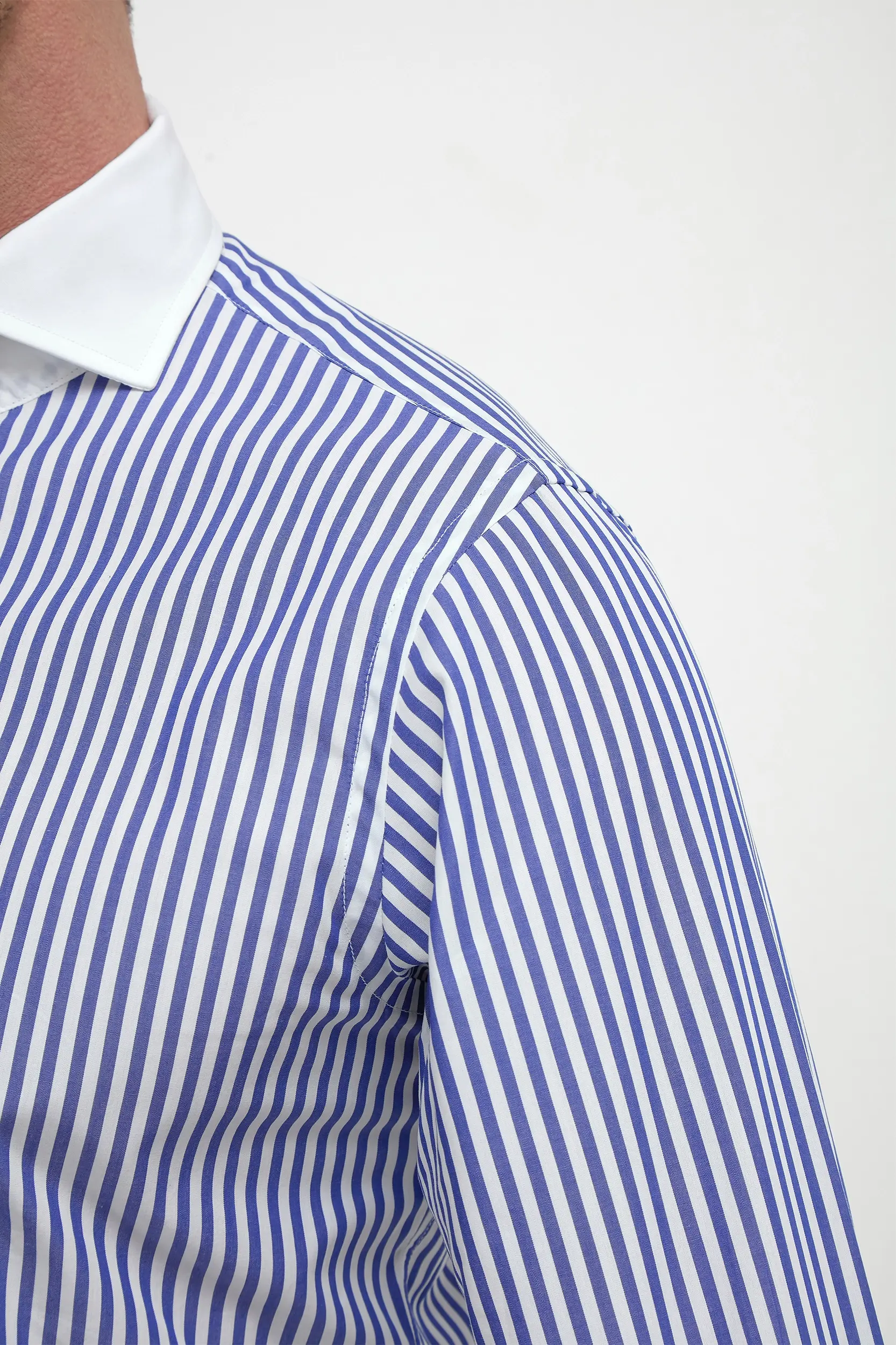 Blue striped white collar shirt Limited Edition - Made in Italy - Image 3