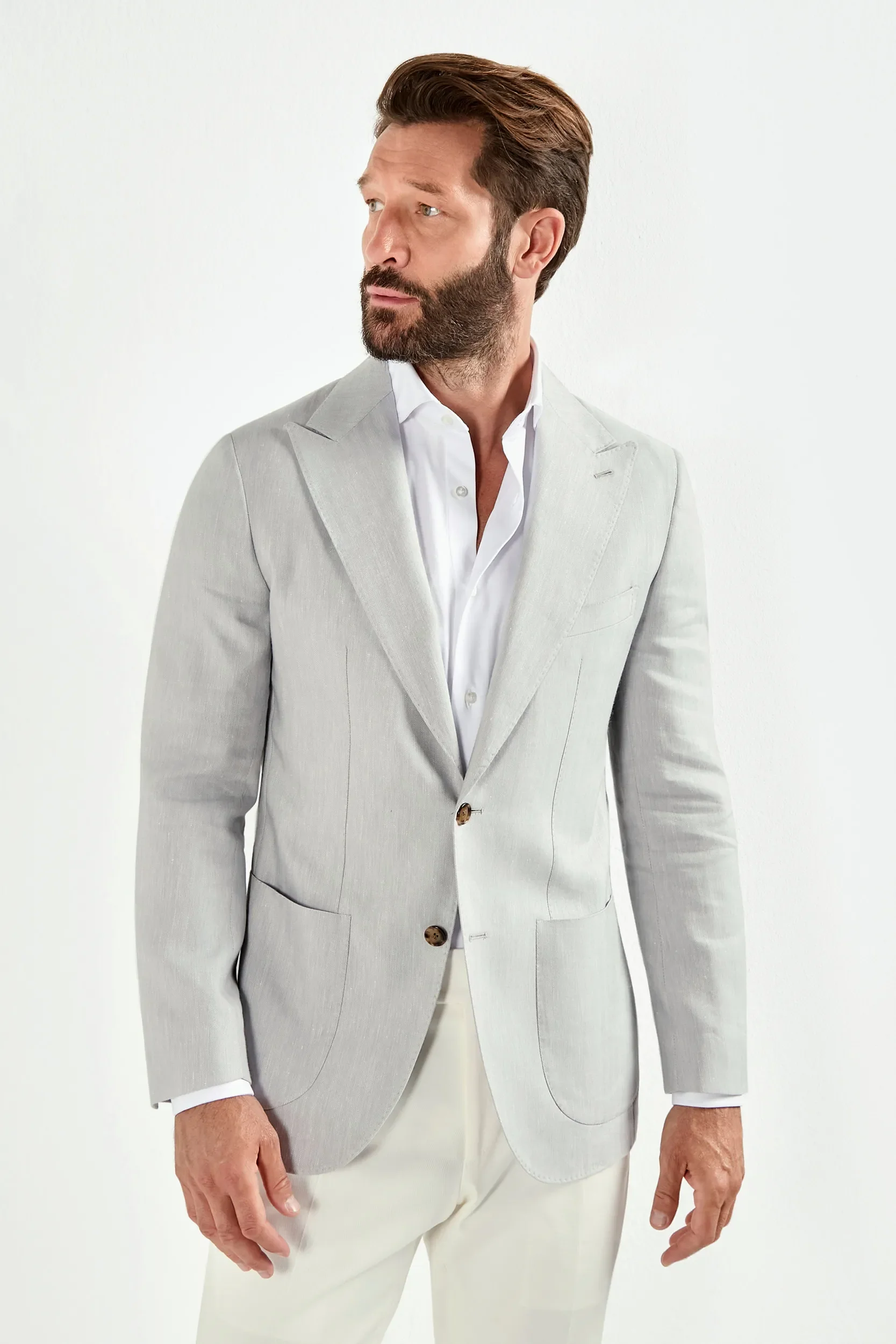 Sky grey herringbone jacket - Made in Italy - Image 3