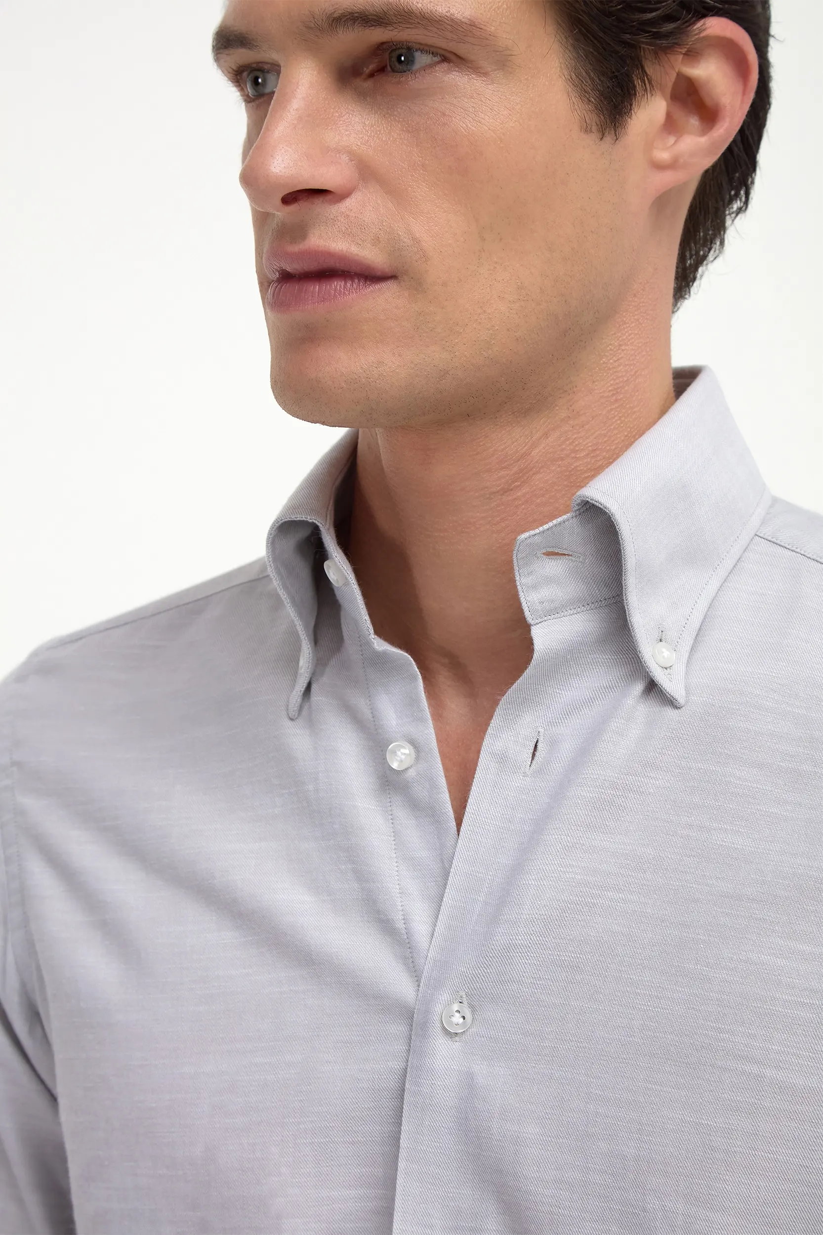 Stone chambray button down shirt - Made in Italy - Image 3