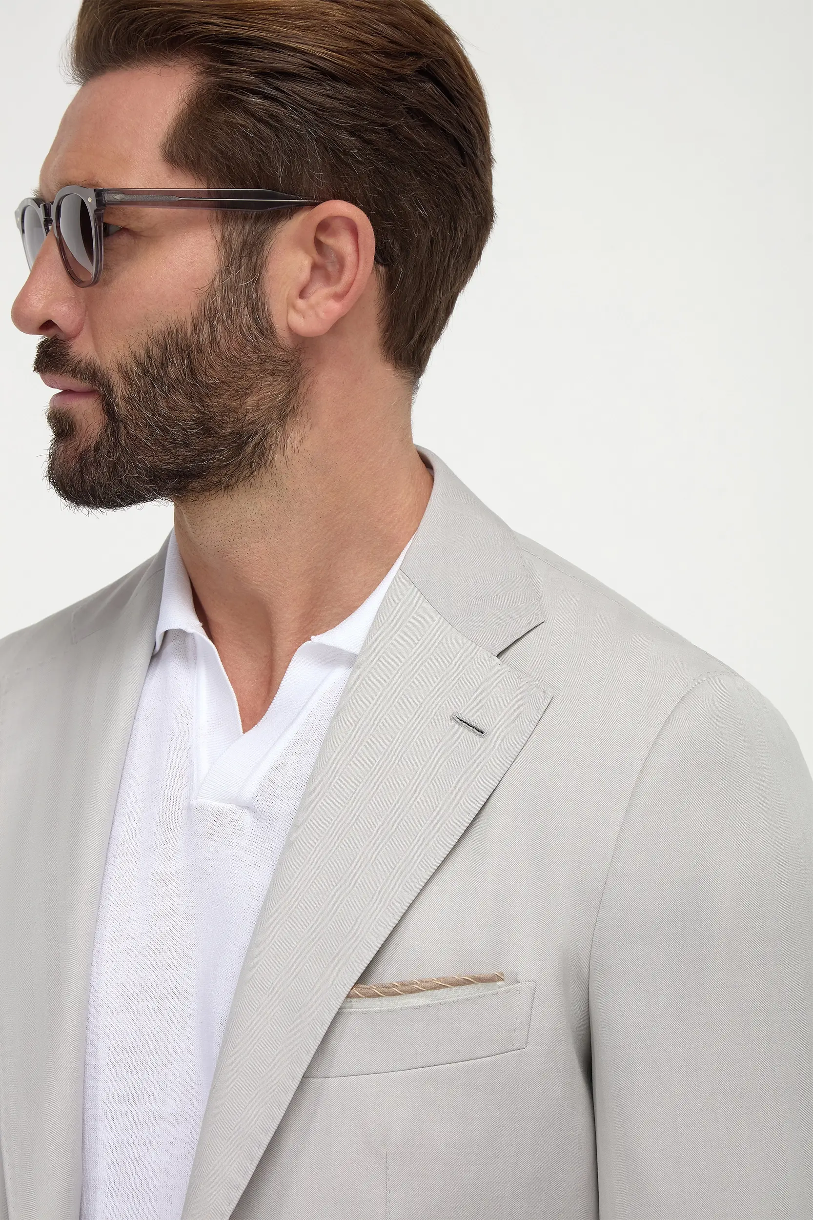 Stone herringbone suit - Made in Italy - Image 5