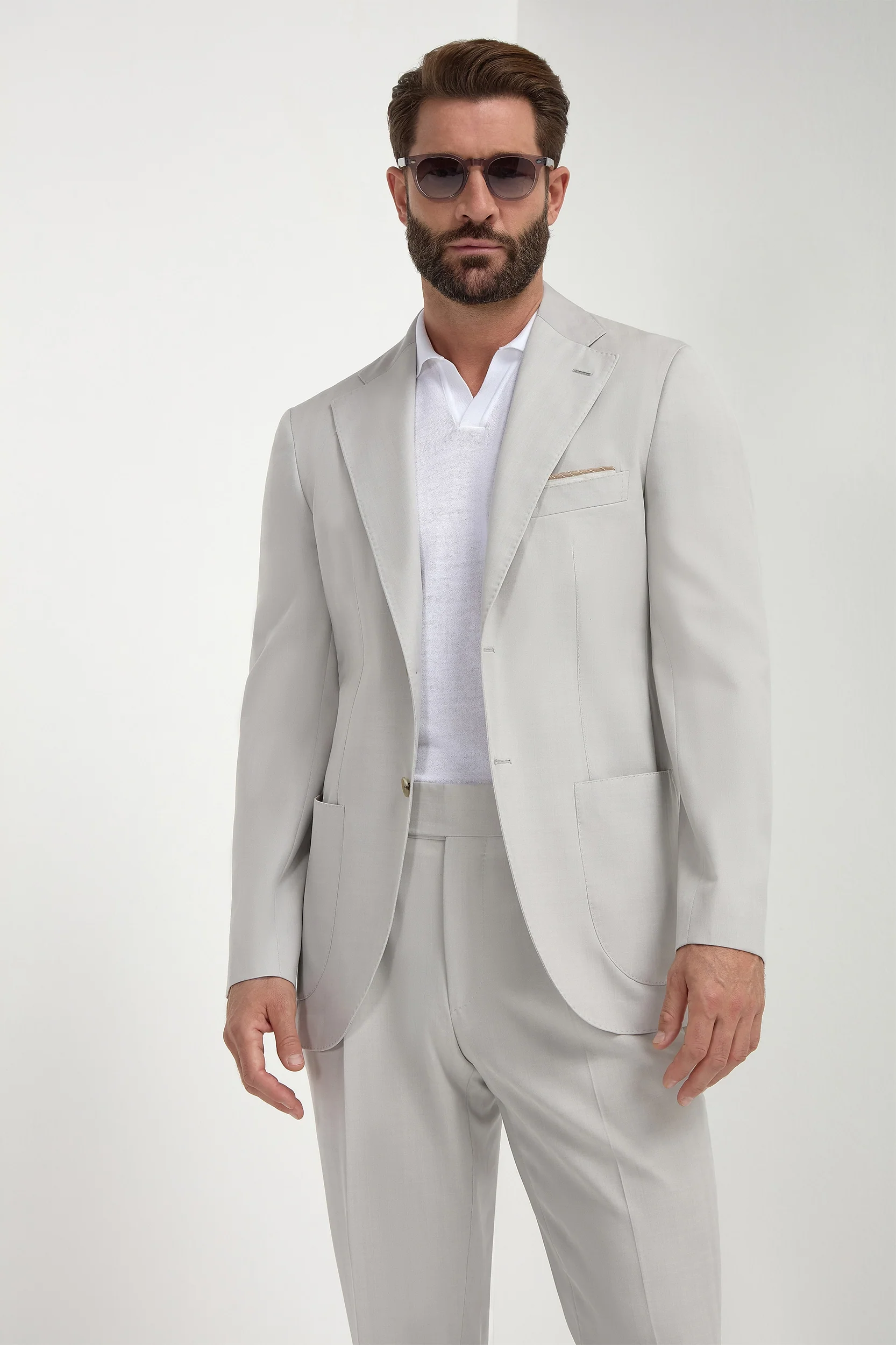 Stone herringbone suit - Made in Italy - Image 6