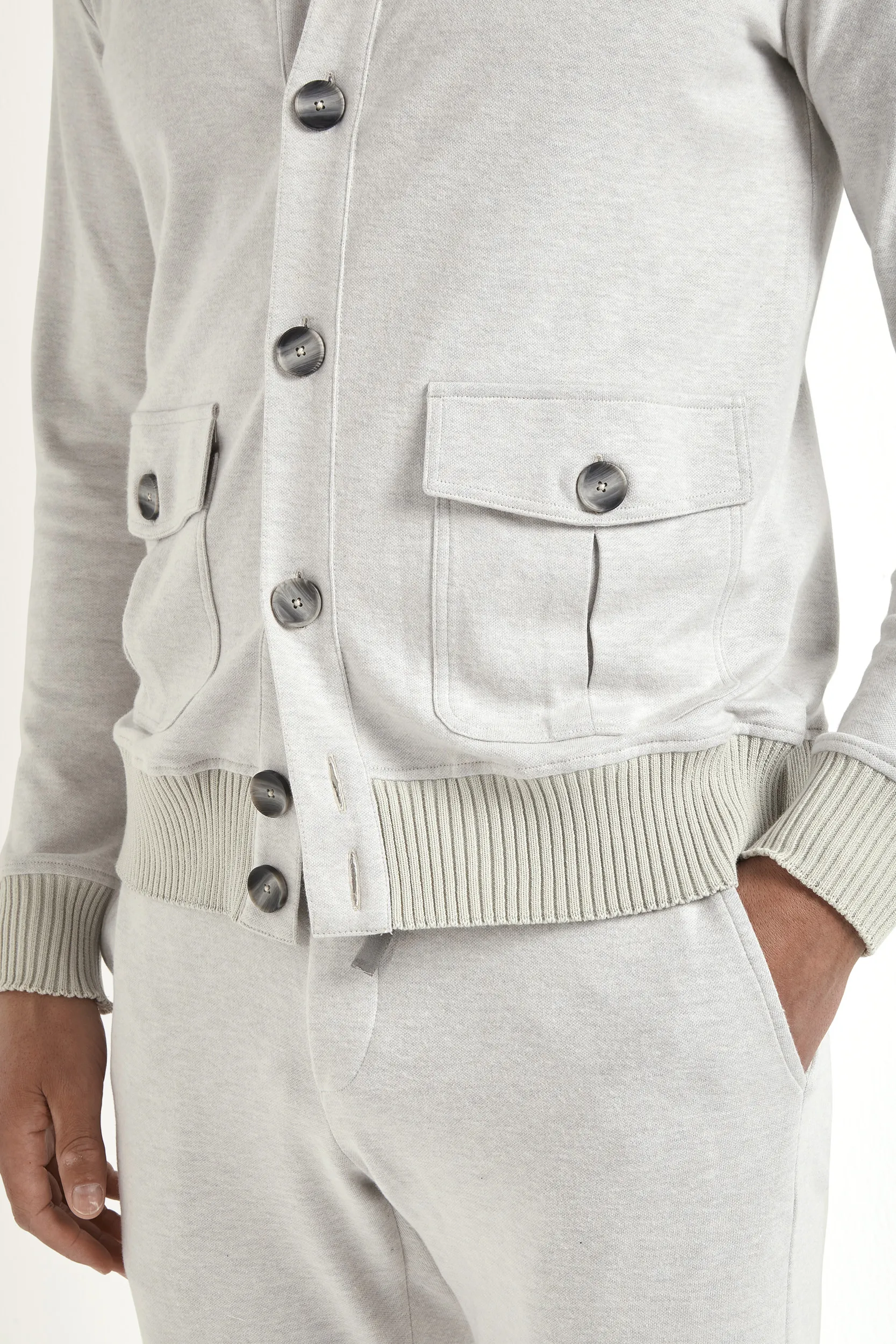 Stone jersey cardigan - Made in Italy - Image 3