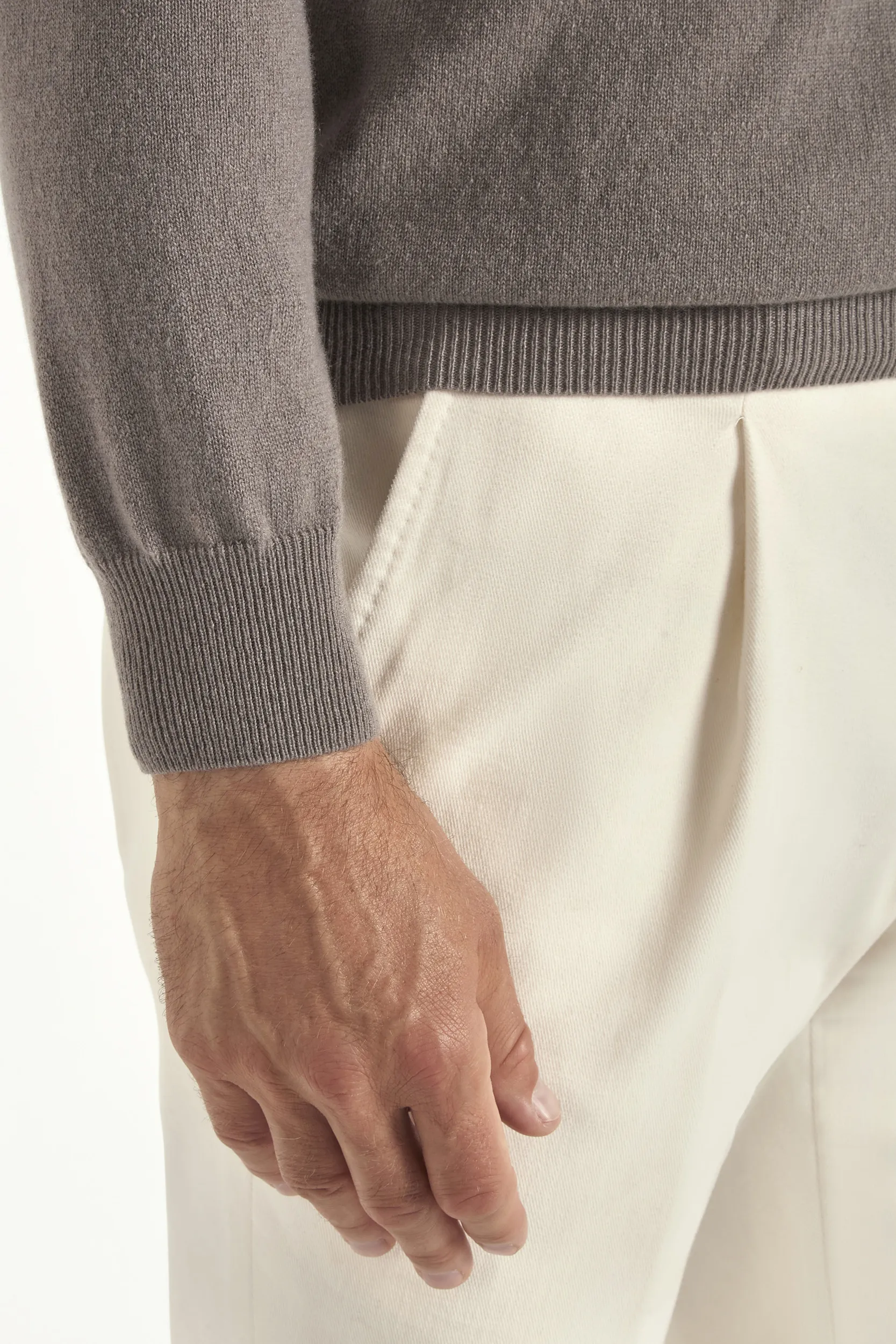 Taupe cashmere round neck – Made in italy - Image 3