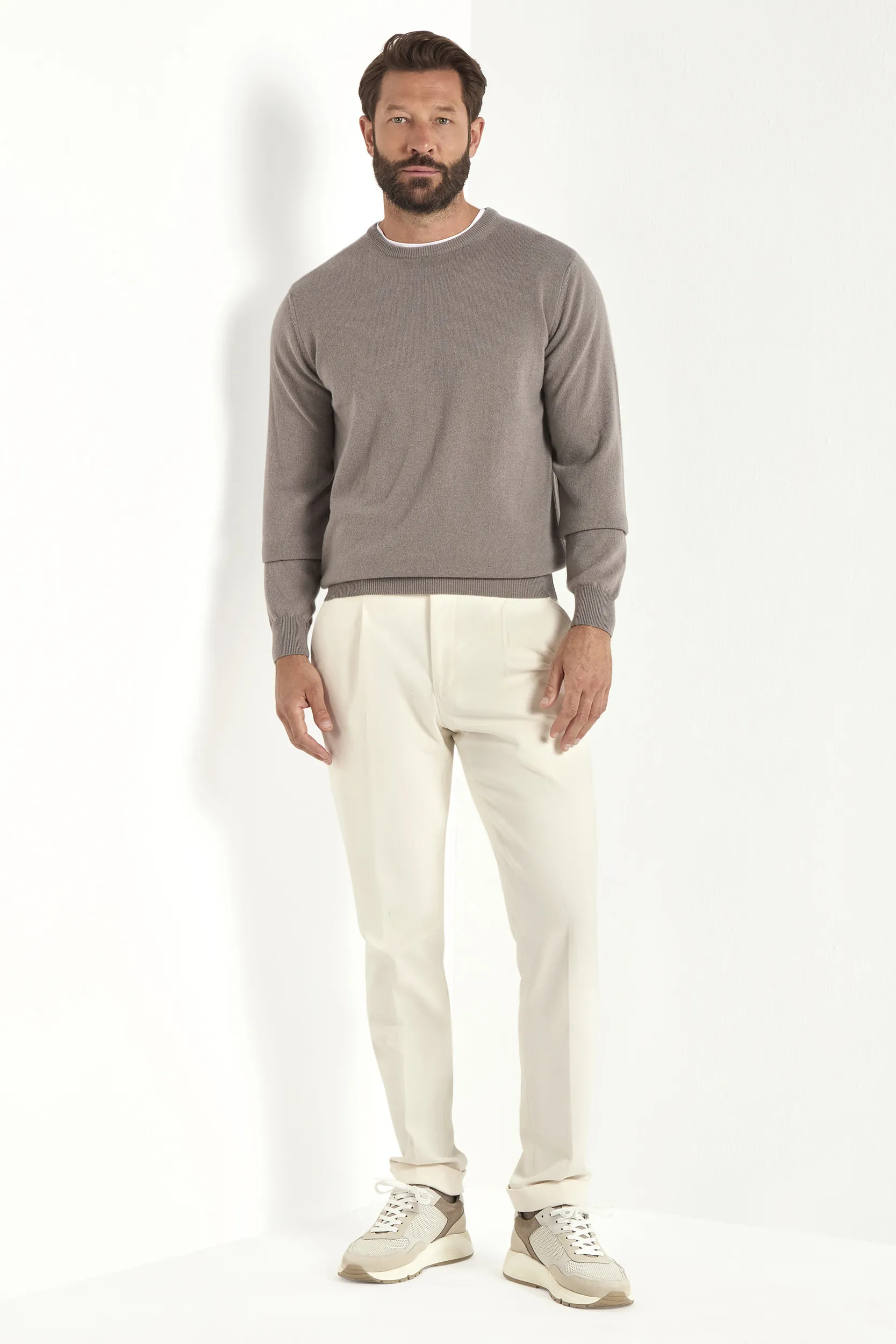 Taupe cashmere round neck – Made in italy - Image 4