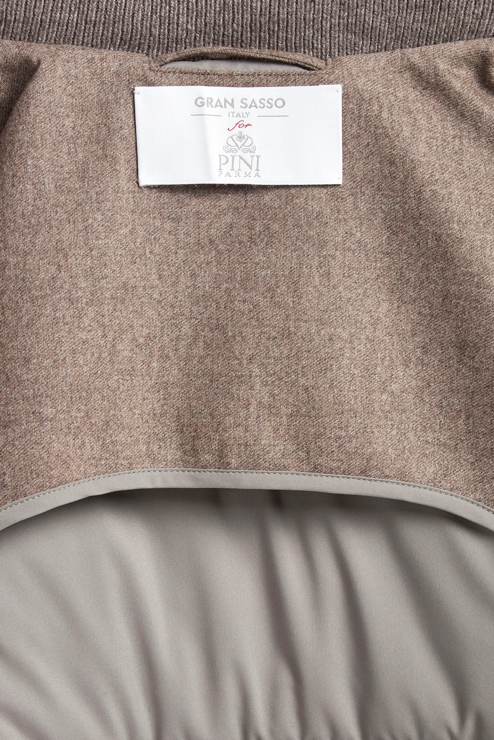 Taupe flannel and knit hooded jacket - Made in Italy - Image 5