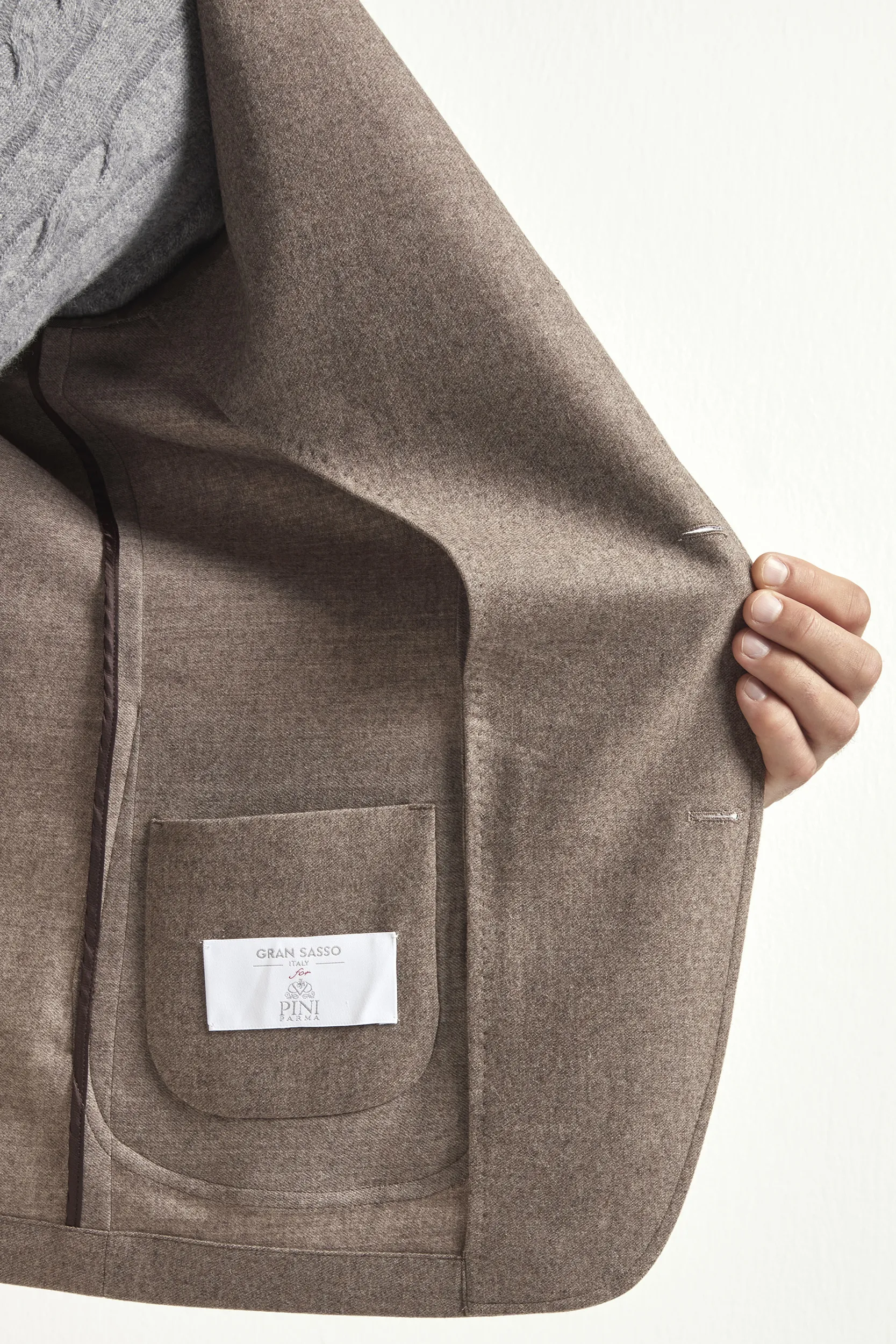 Taupe flannel coreana jacket - Made in Italy - Image 2