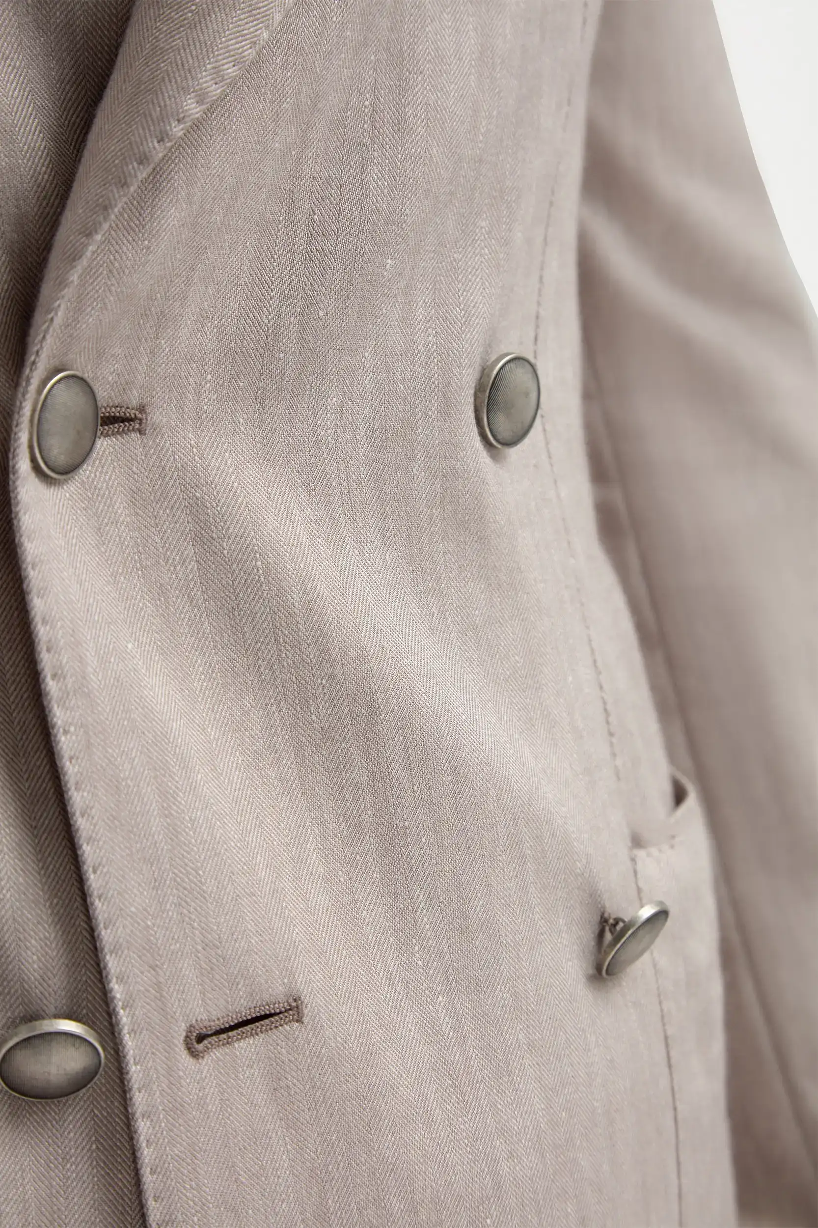 Taupe herringbone double breasted jacket - Made in Italy - Image 4