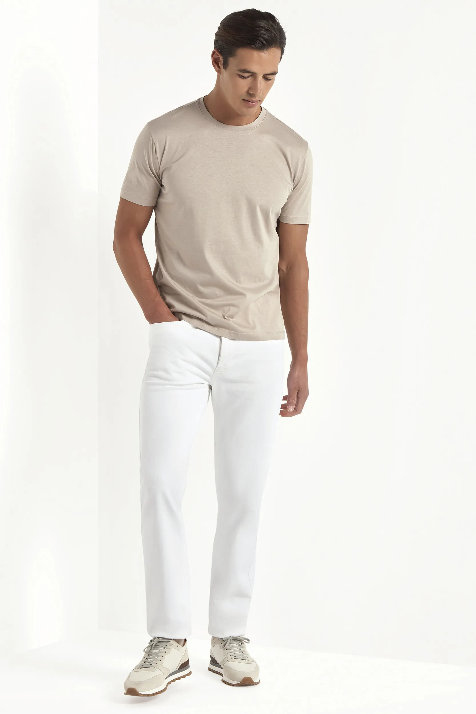 Taupe jersey t-shirt - Made in Italy - Image 3