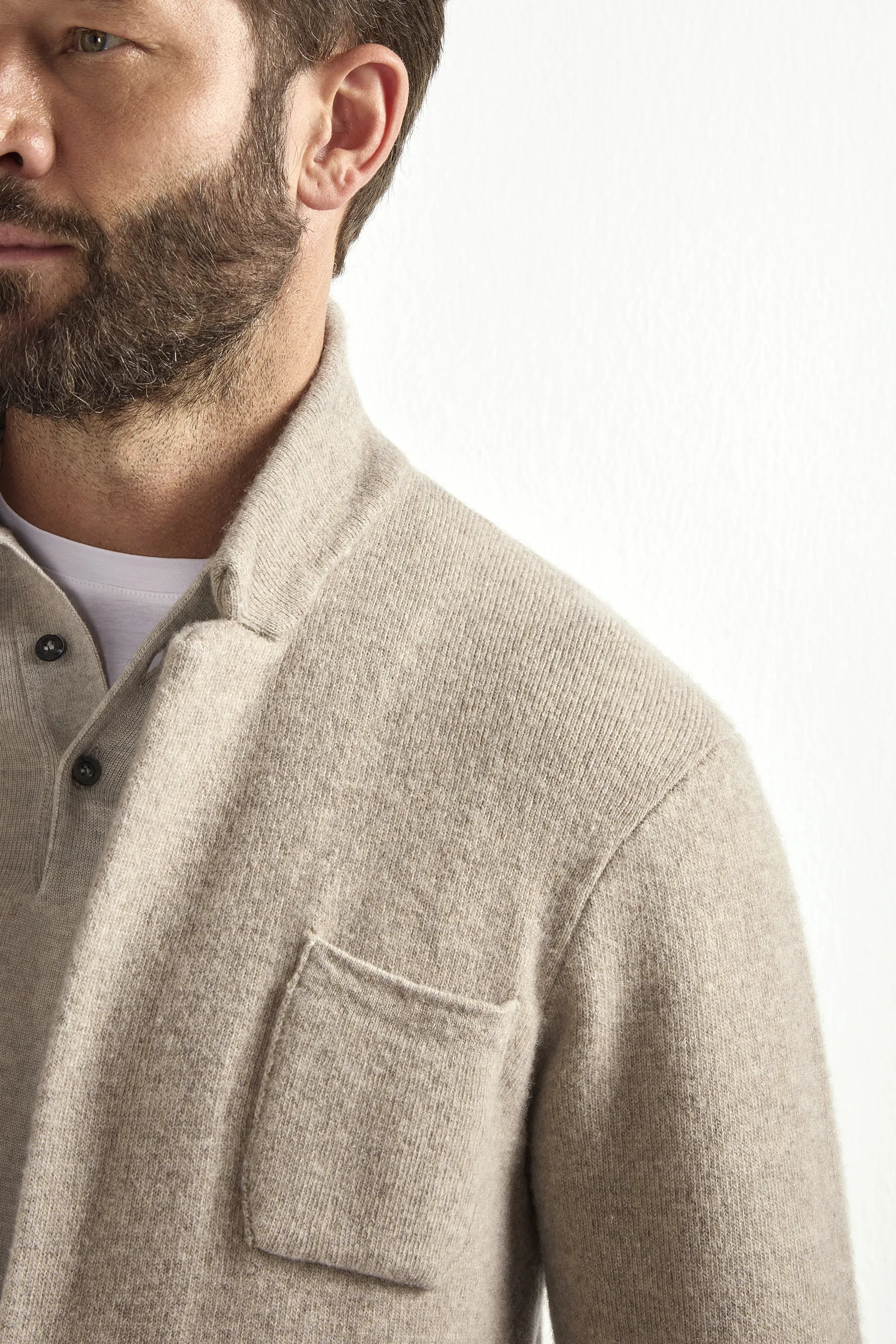 Taupe knitted jacket - wool and cashmere - Made in Italy - Image 3