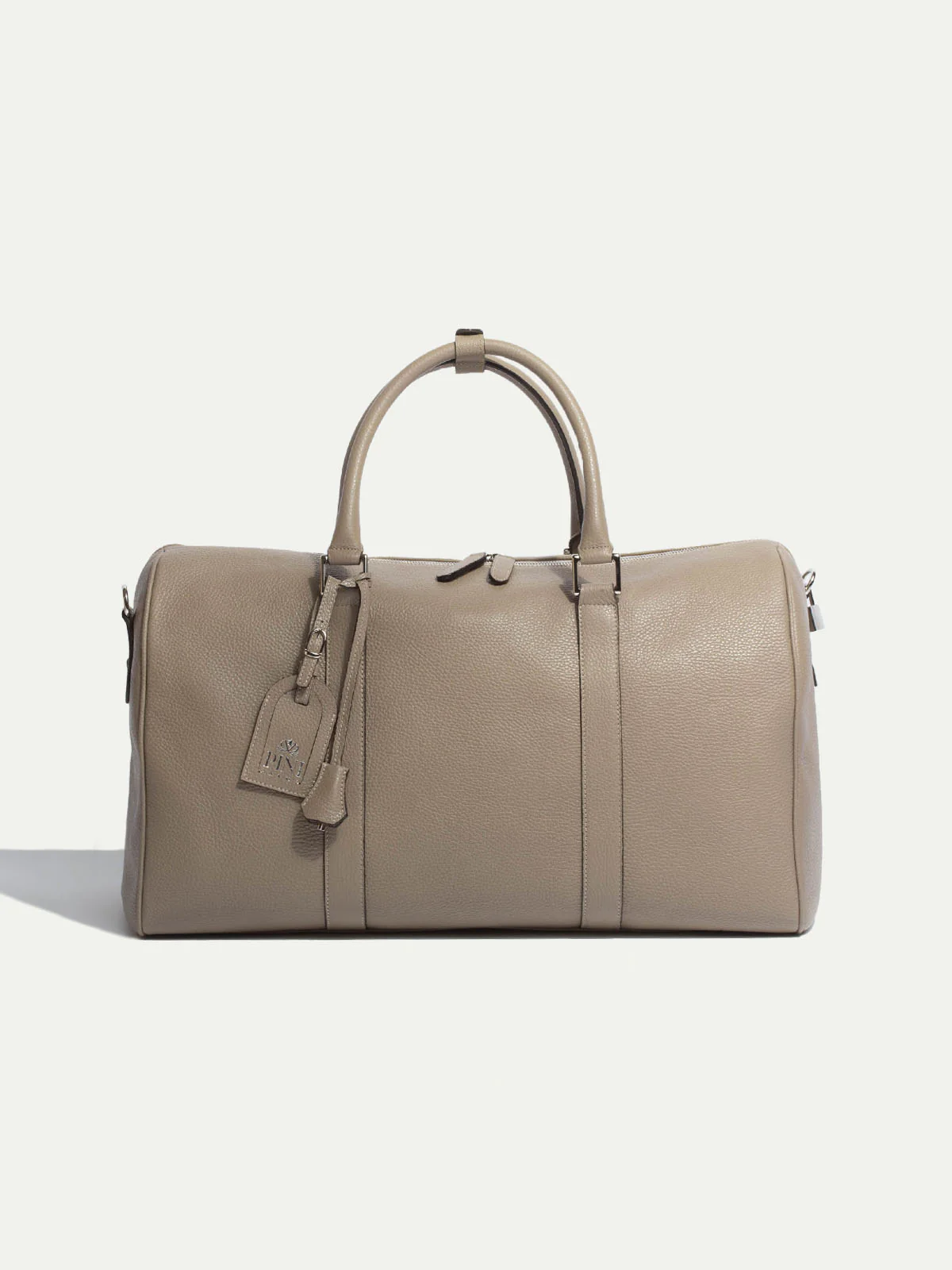 Taupe leather weekender bag - Made in Italy - Image 2