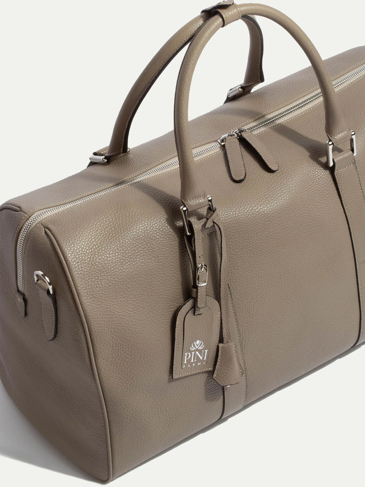 Taupe leather weekender bag - Made in Italy - Image 4