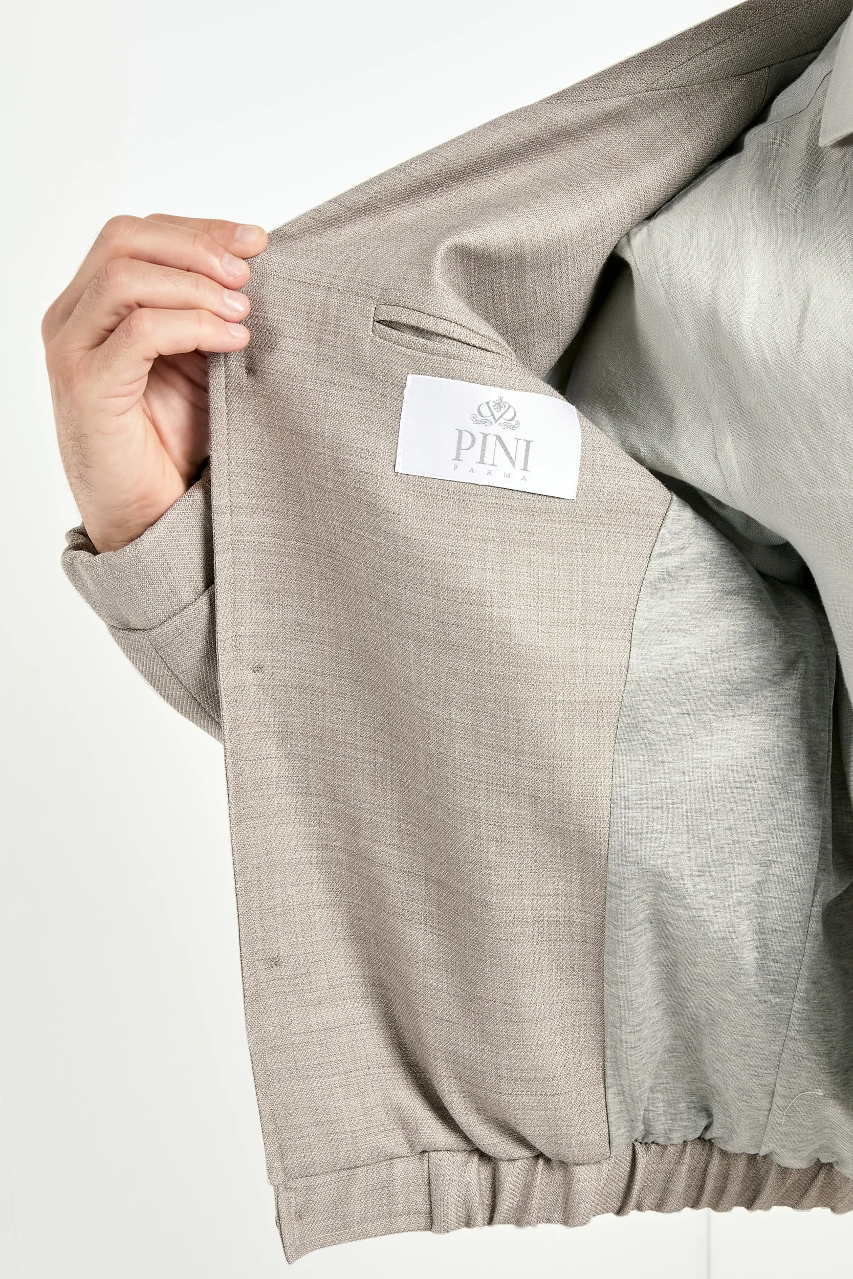 Taupe linen blend bomber - Made in Italy - Image 3