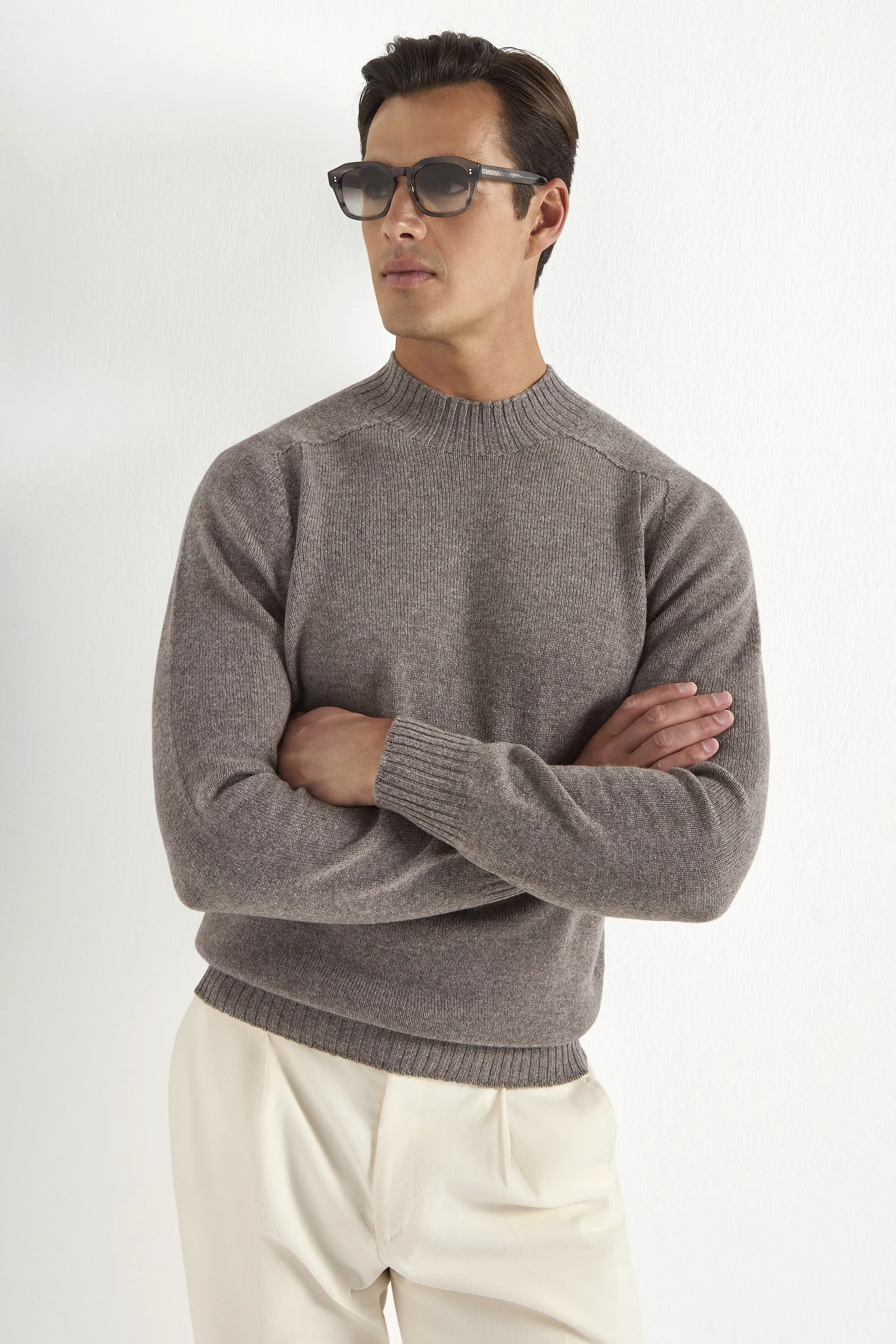 Taupe mock neck - Made in Italy