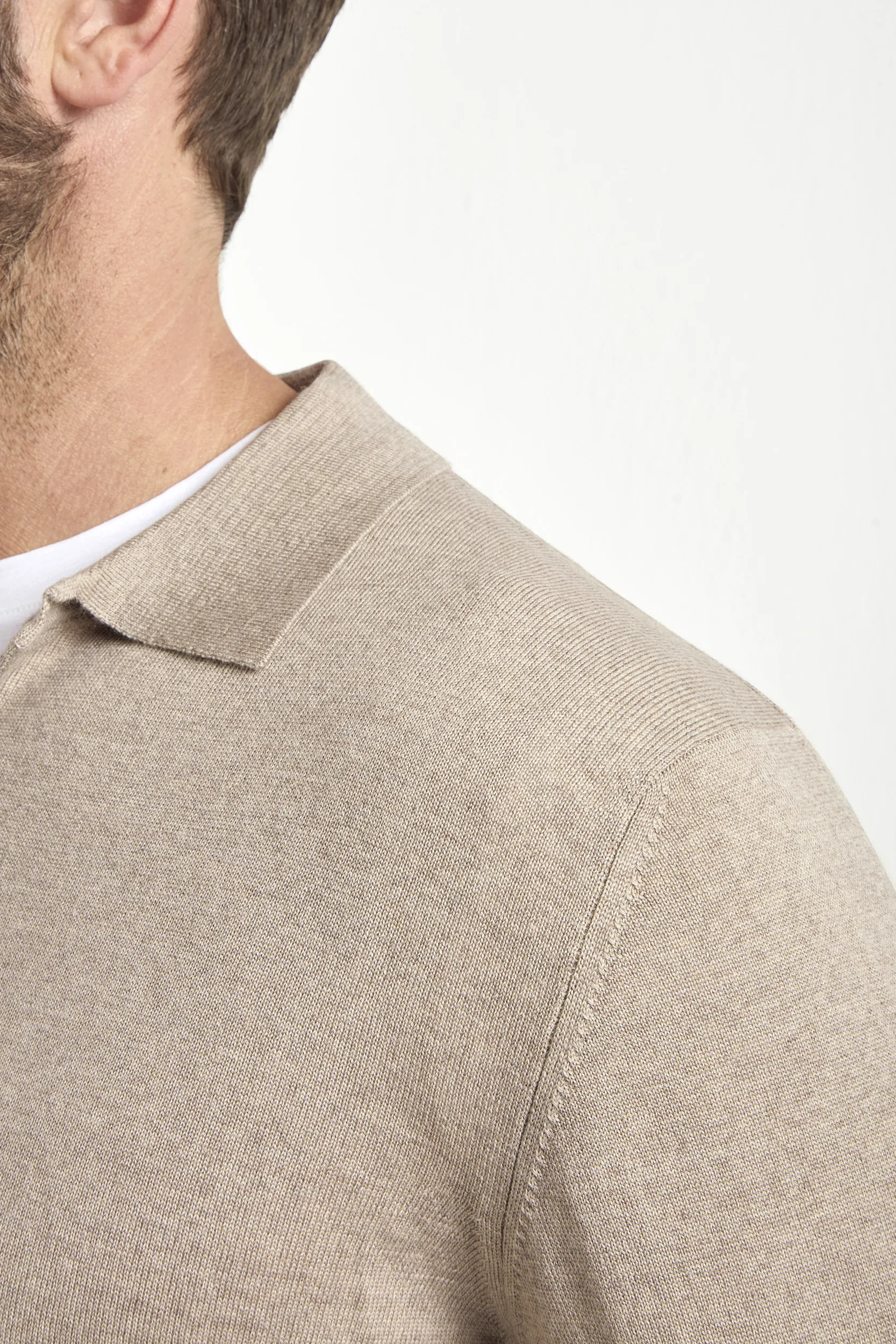 Taupe merino polo – Made in Italy - Image 2