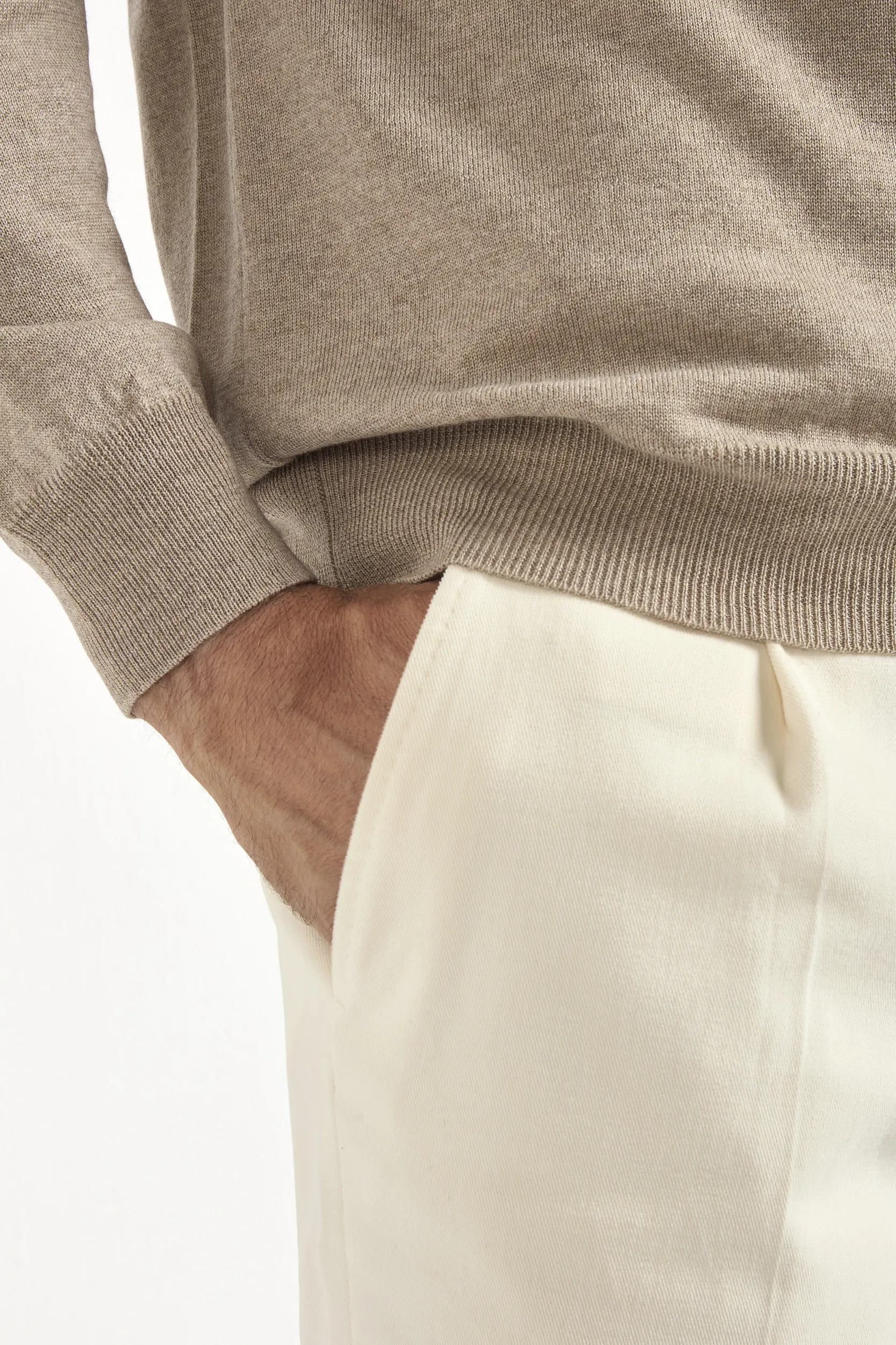 Taupe merino polo – Made in Italy - Image 3