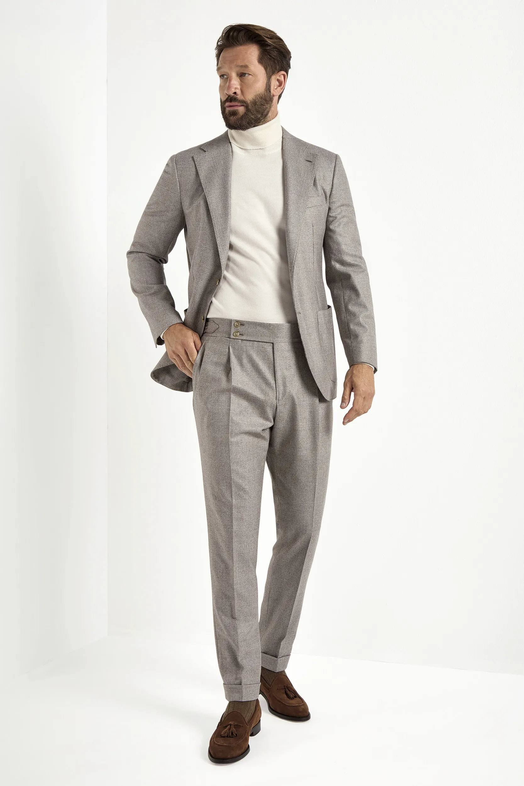 Taupe Prince of Wales suit - Made in Italy - Image 6