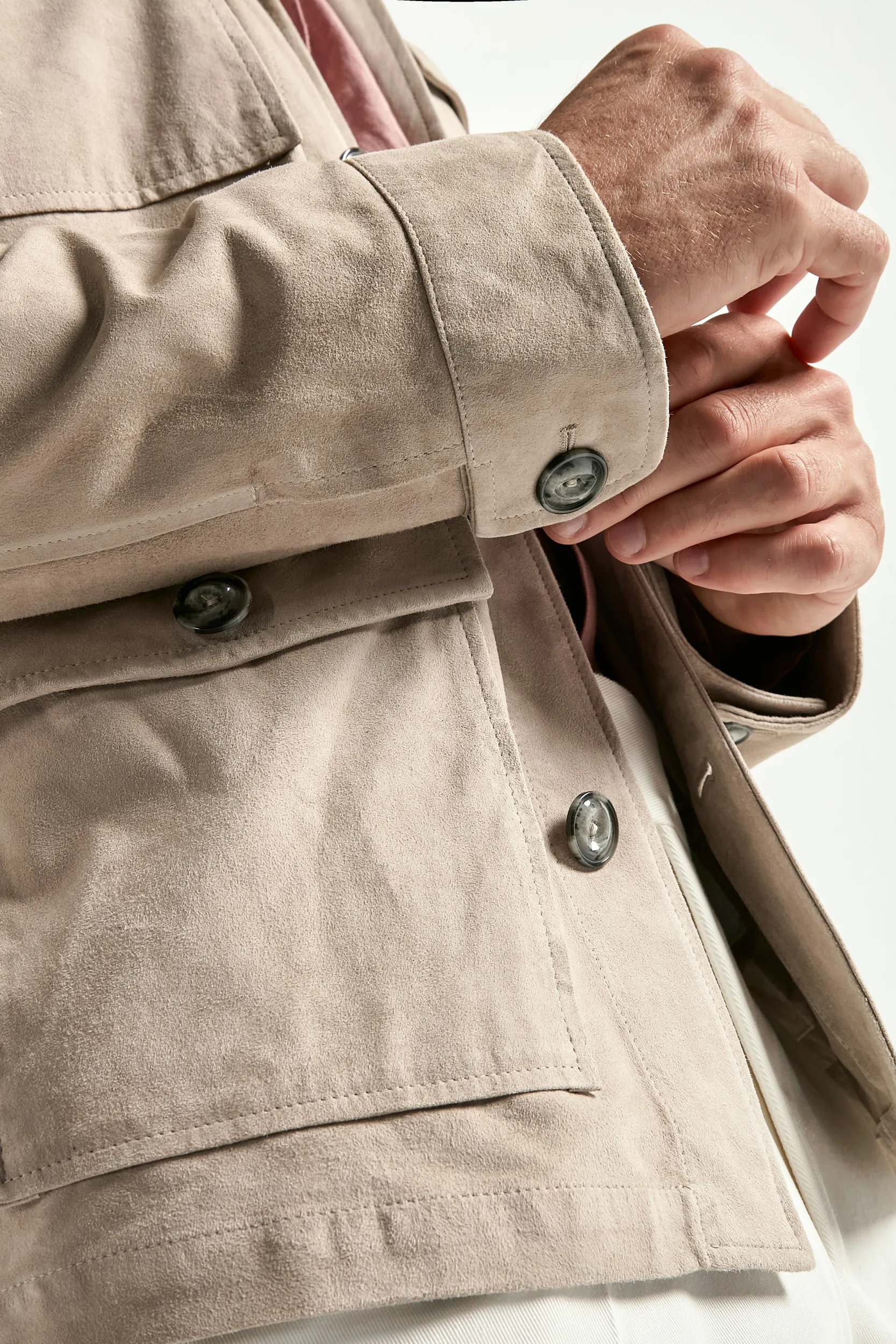 Taupe suede field jacket - Made in Italy - Image 2
