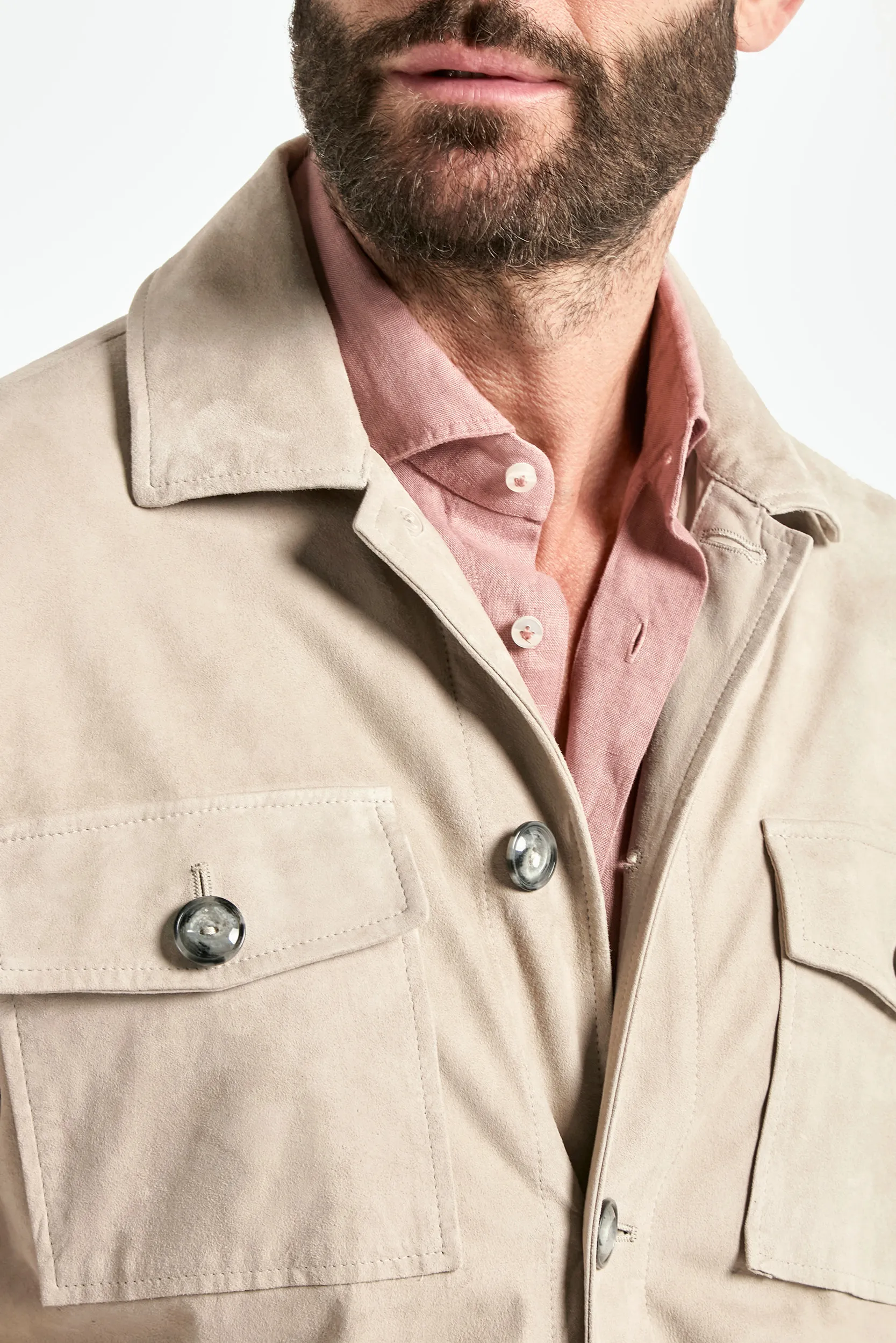 Taupe suede field jacket - Made in Italy - Image 3