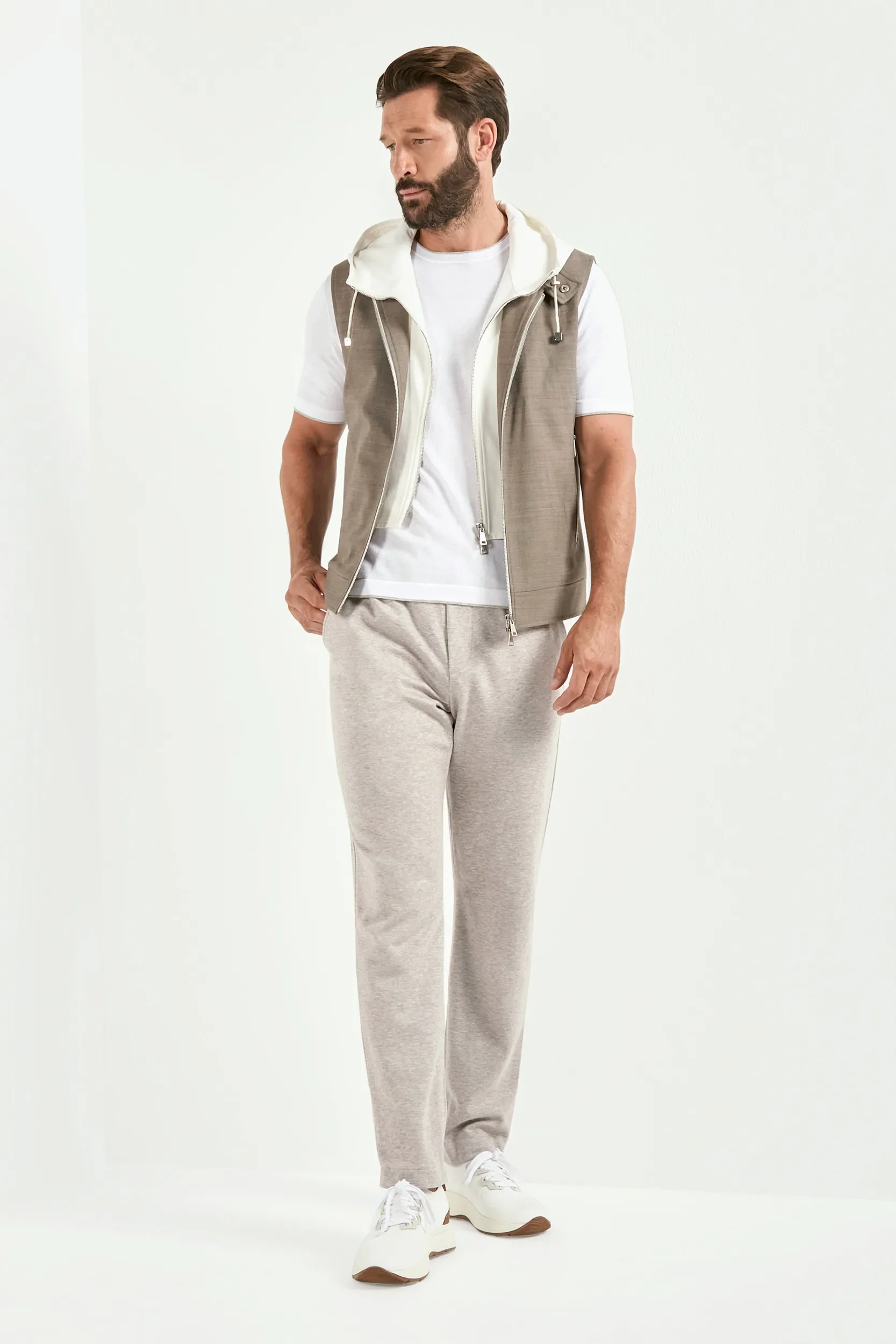 Tobacco hooded vest - Made in Italy - Image 3