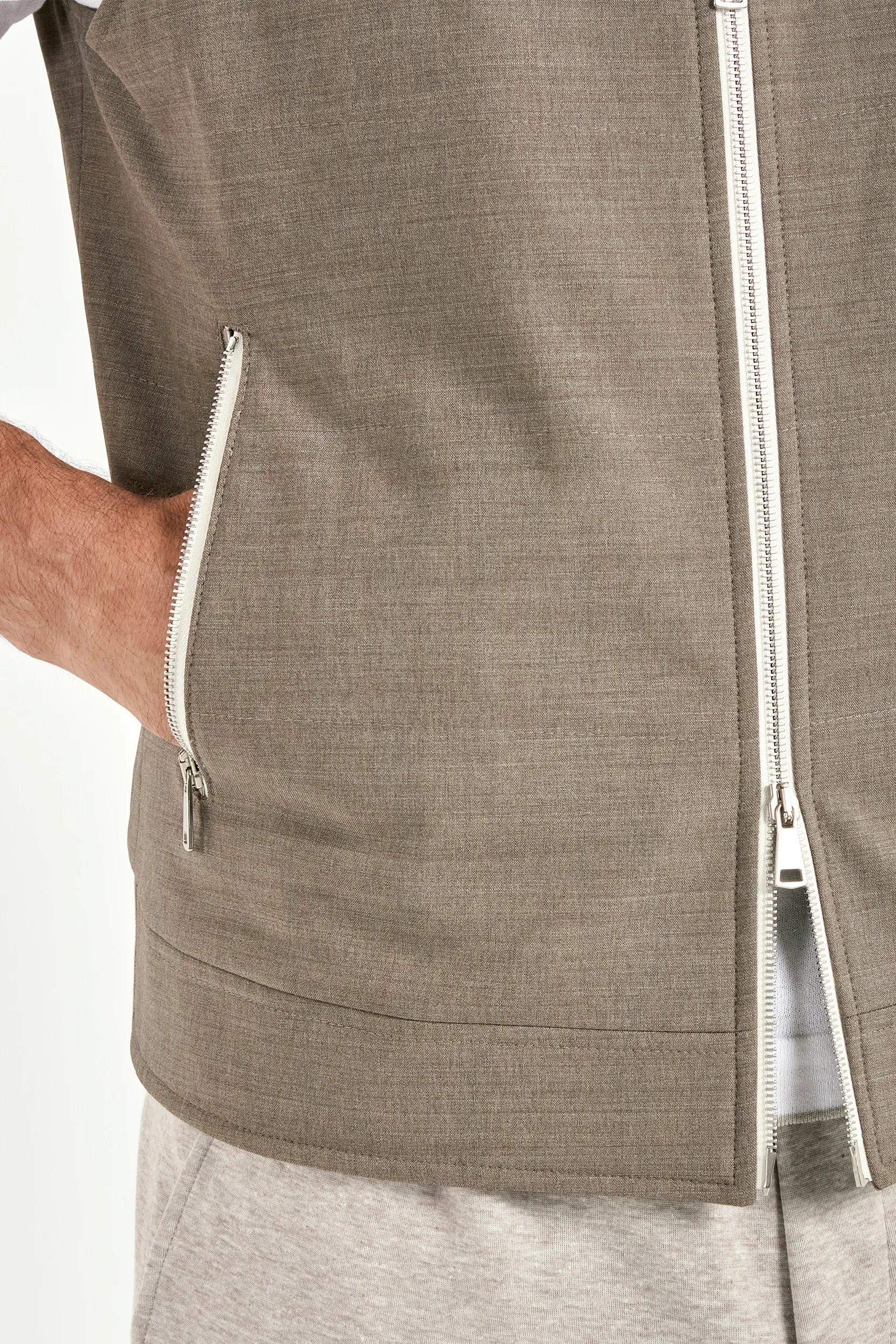 Tobacco hooded vest - Made in Italy - Image 5