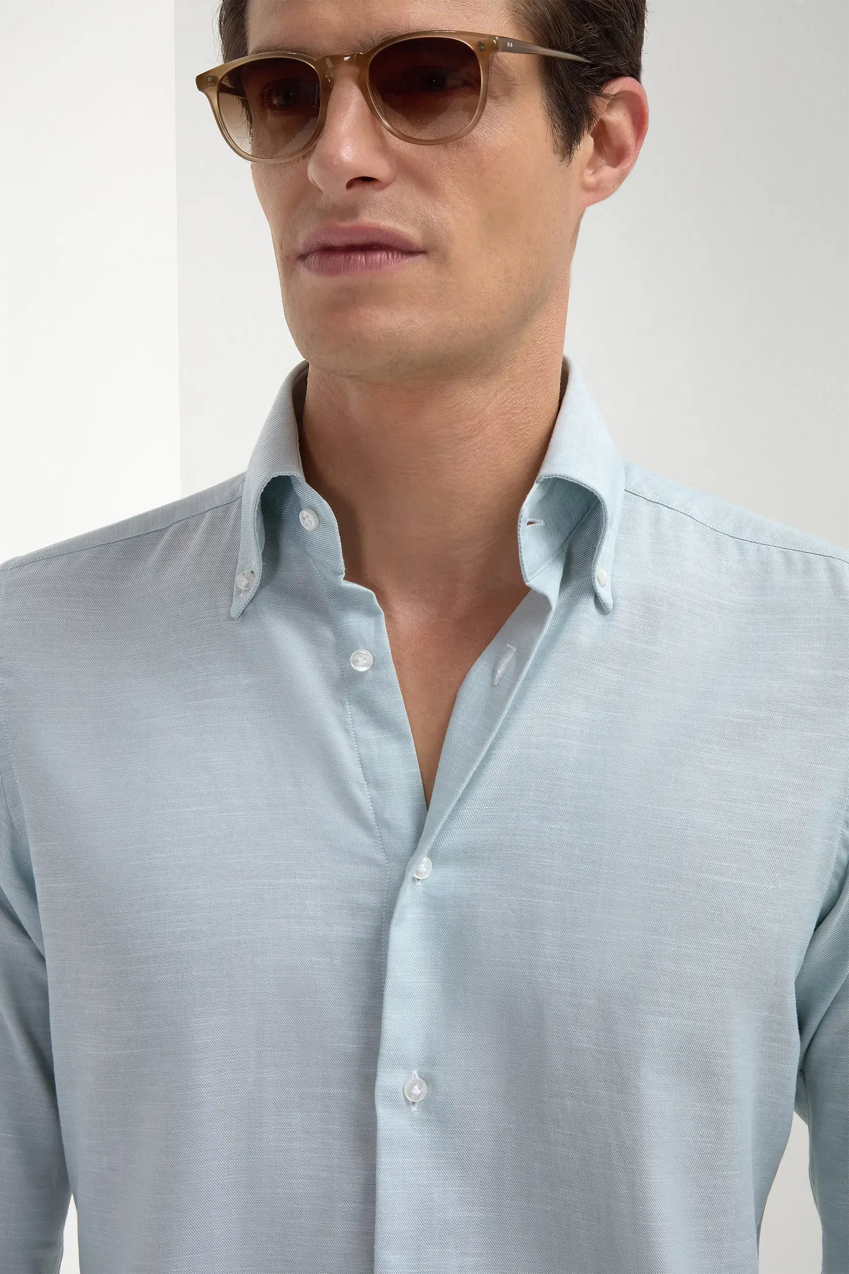 Water green chambray button down shirt - Made in Italy - Image 4