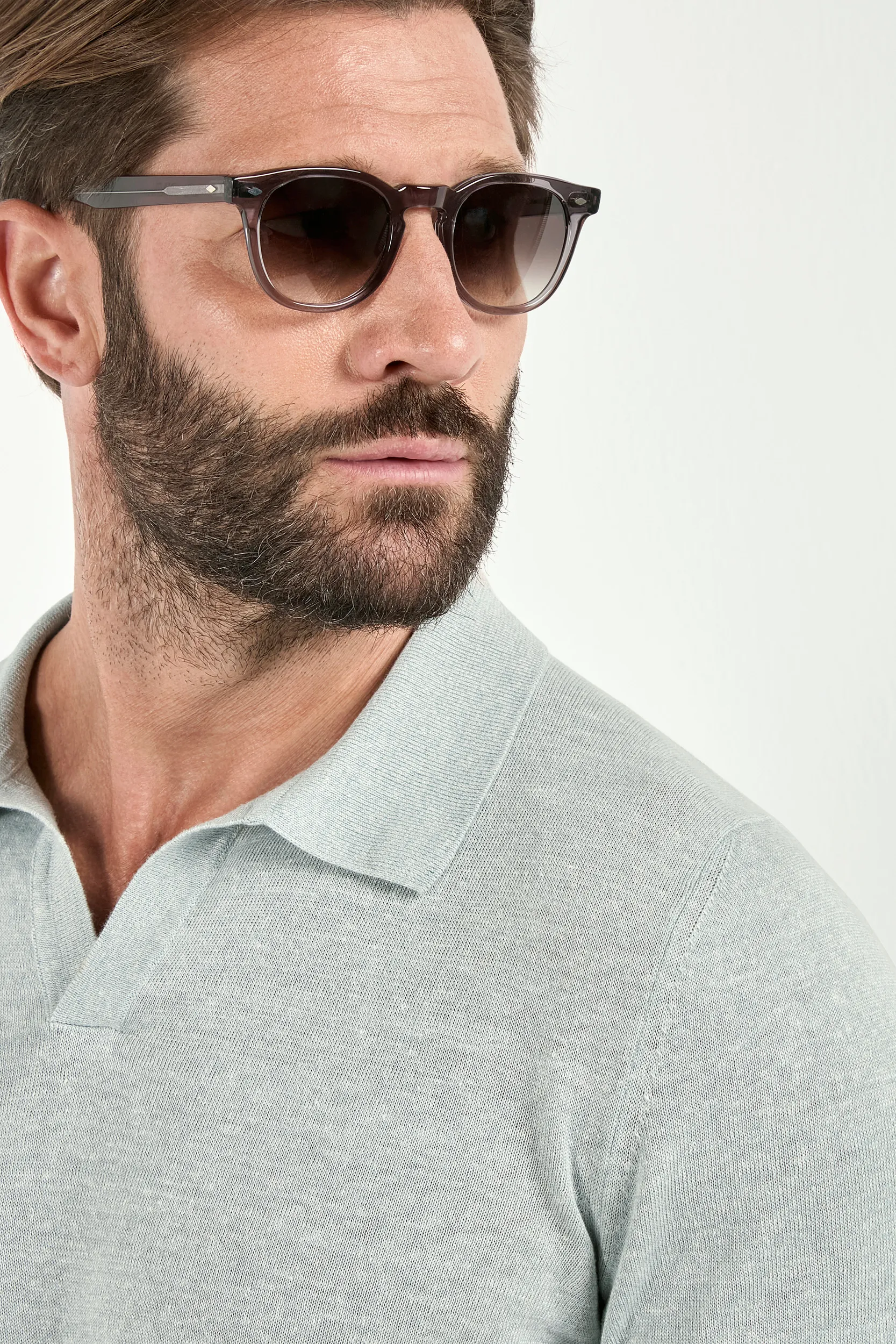 Water green cotton and linen polo - Made in Italy - Image 2