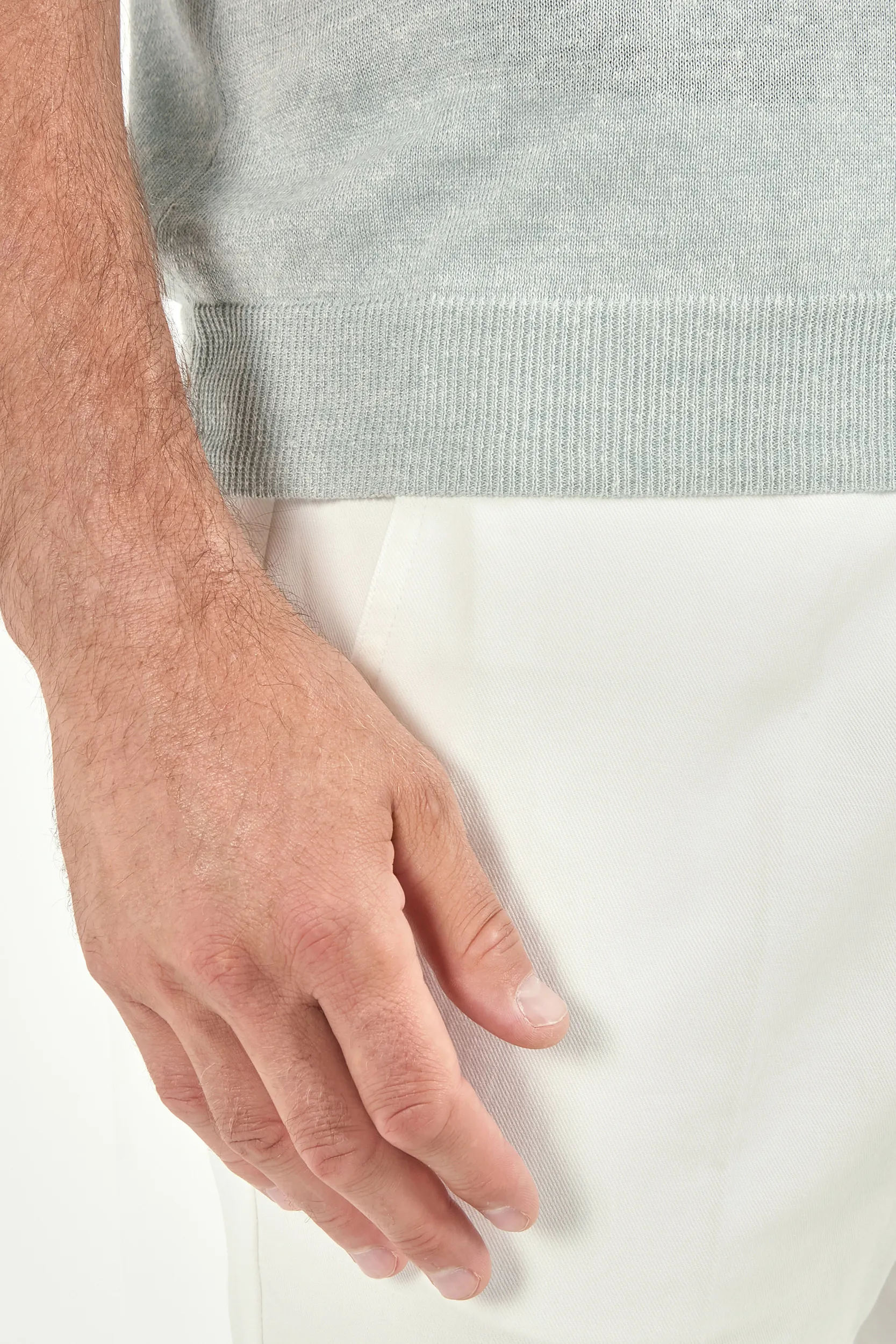 Water green cotton and linen polo - Made in Italy - Image 4
