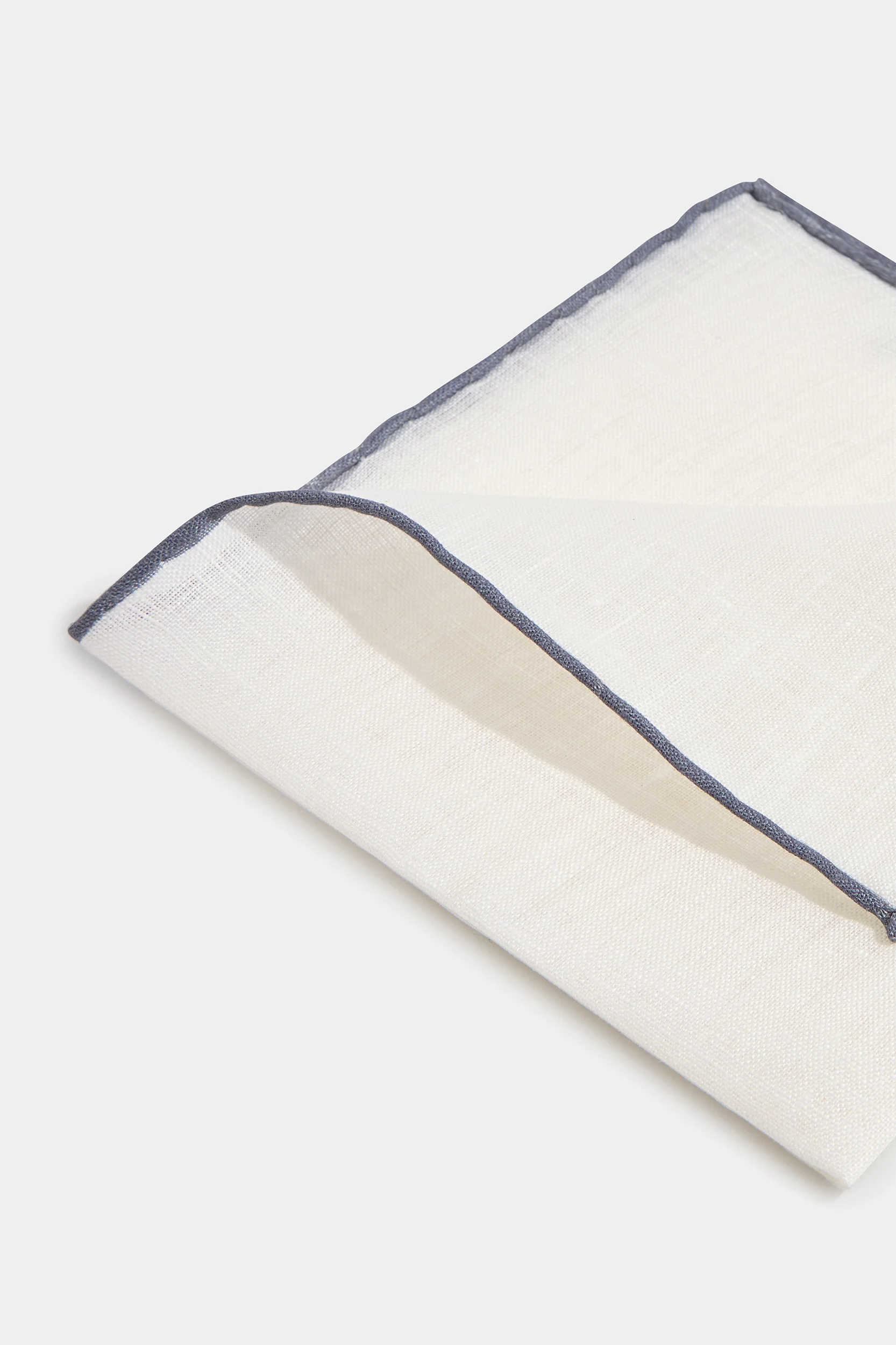 White/Grey linen pocket square - Made in Italy - Image 3