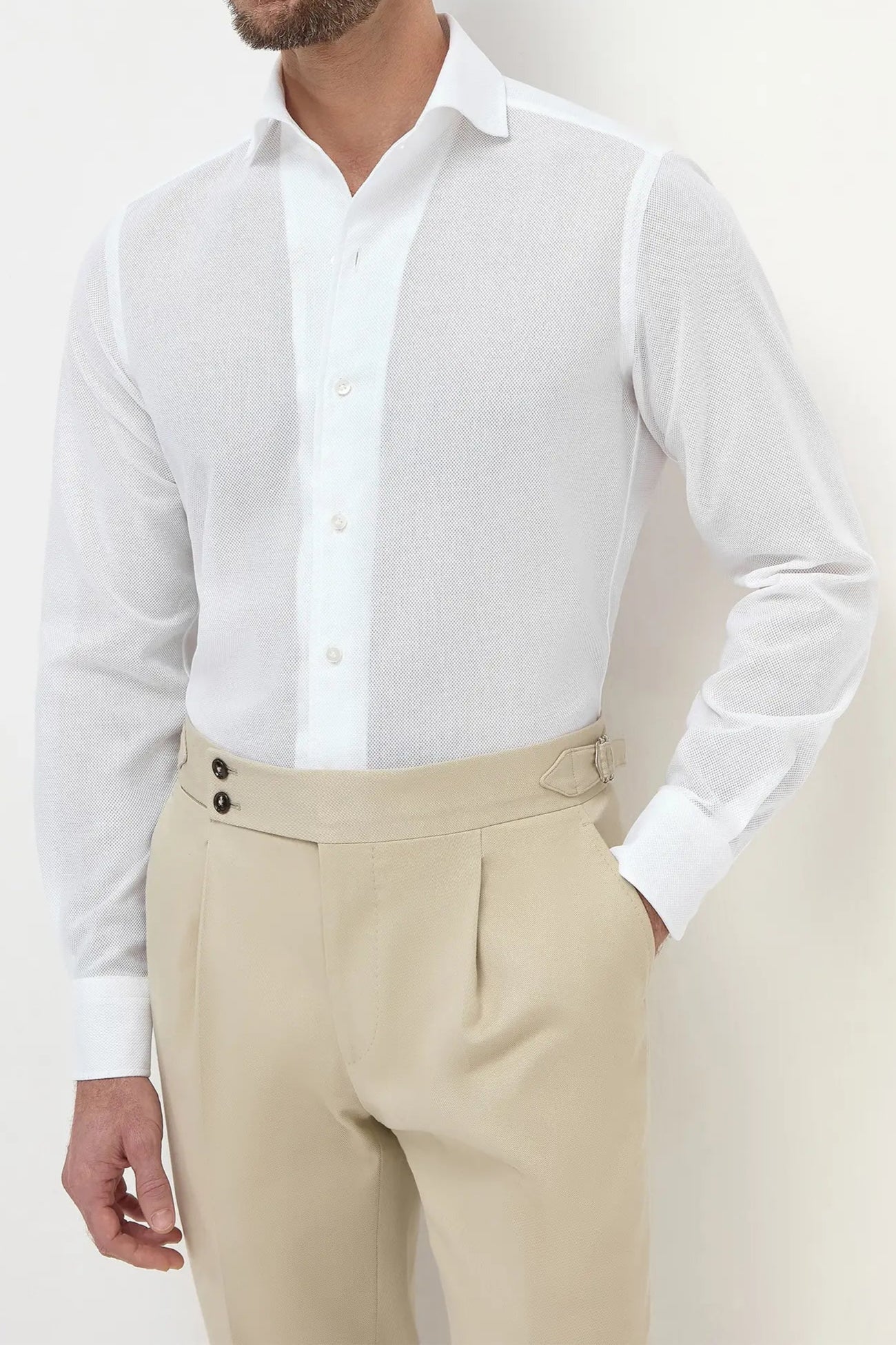 White basketweave shirt - Made in Italy