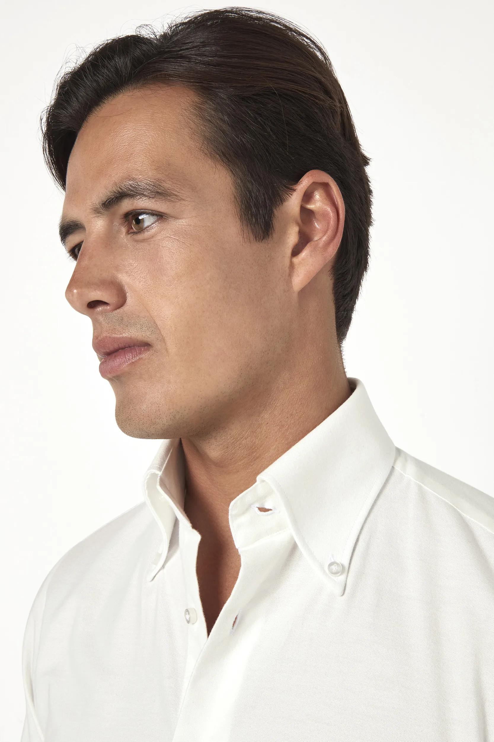 White brushed cotton button down shirt - Made In Italy - Image 3