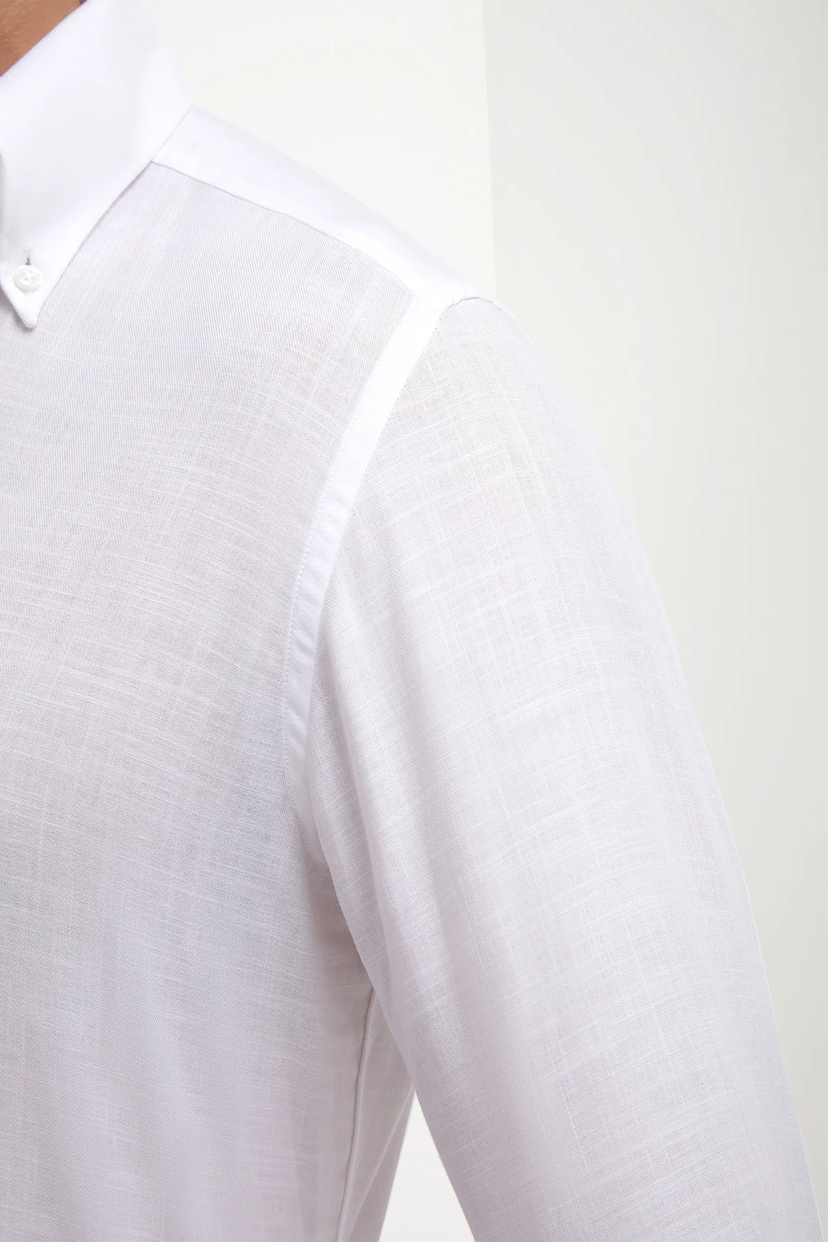 White chambray button down shirt - Made in Italy - Image 3