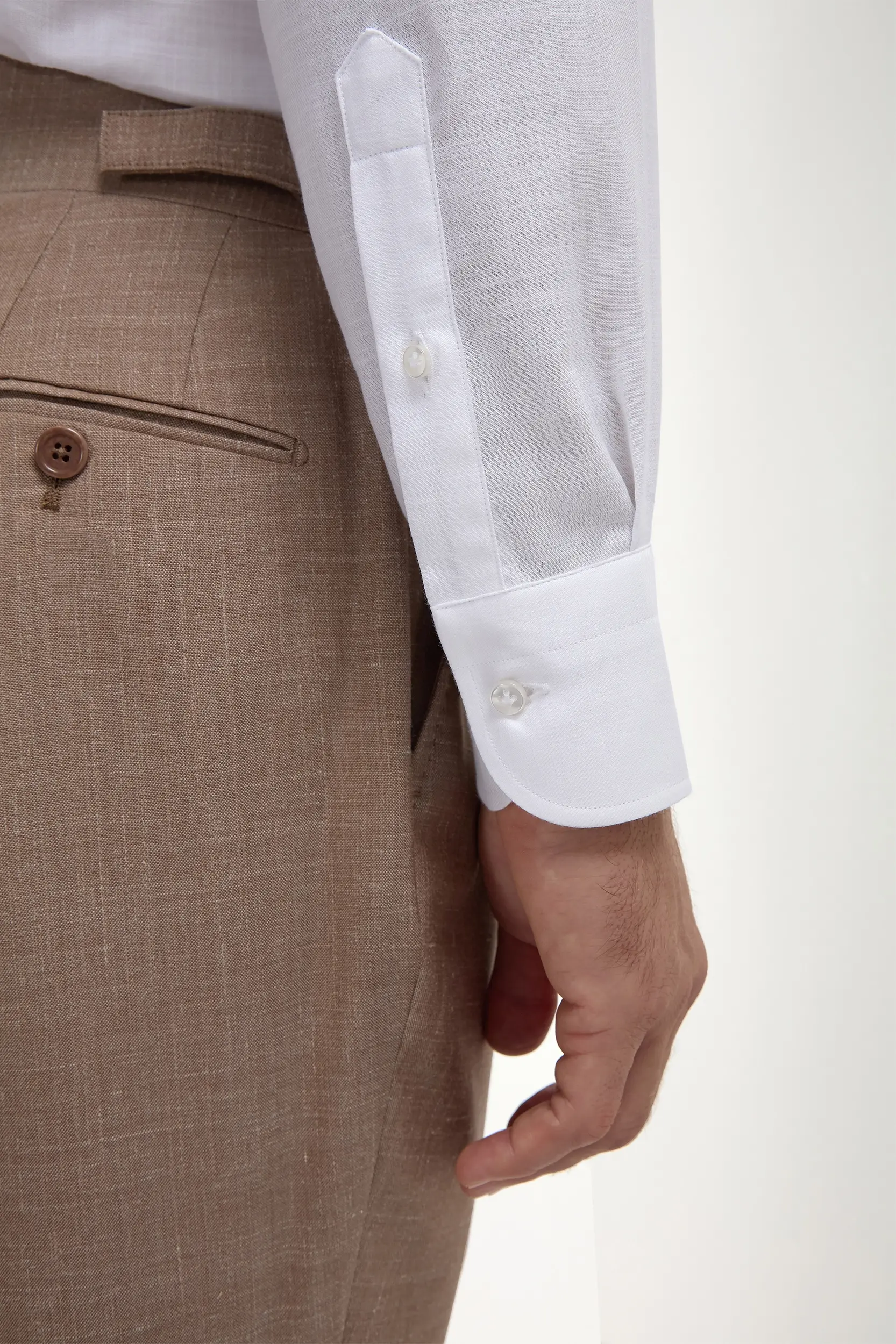 White chambray button down shirt - Made in Italy - Image 4