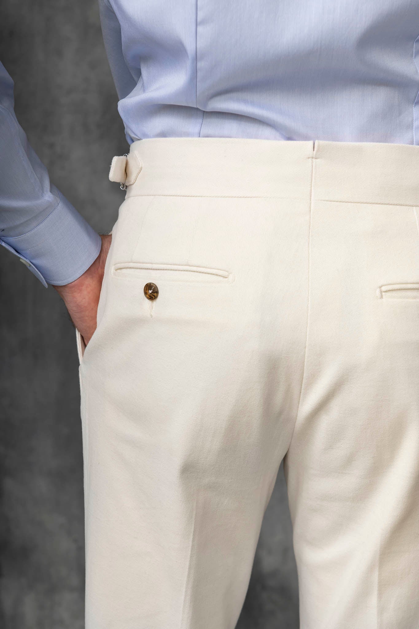 Off-white cotton Soragna trousers - Made in Italy - Image 3