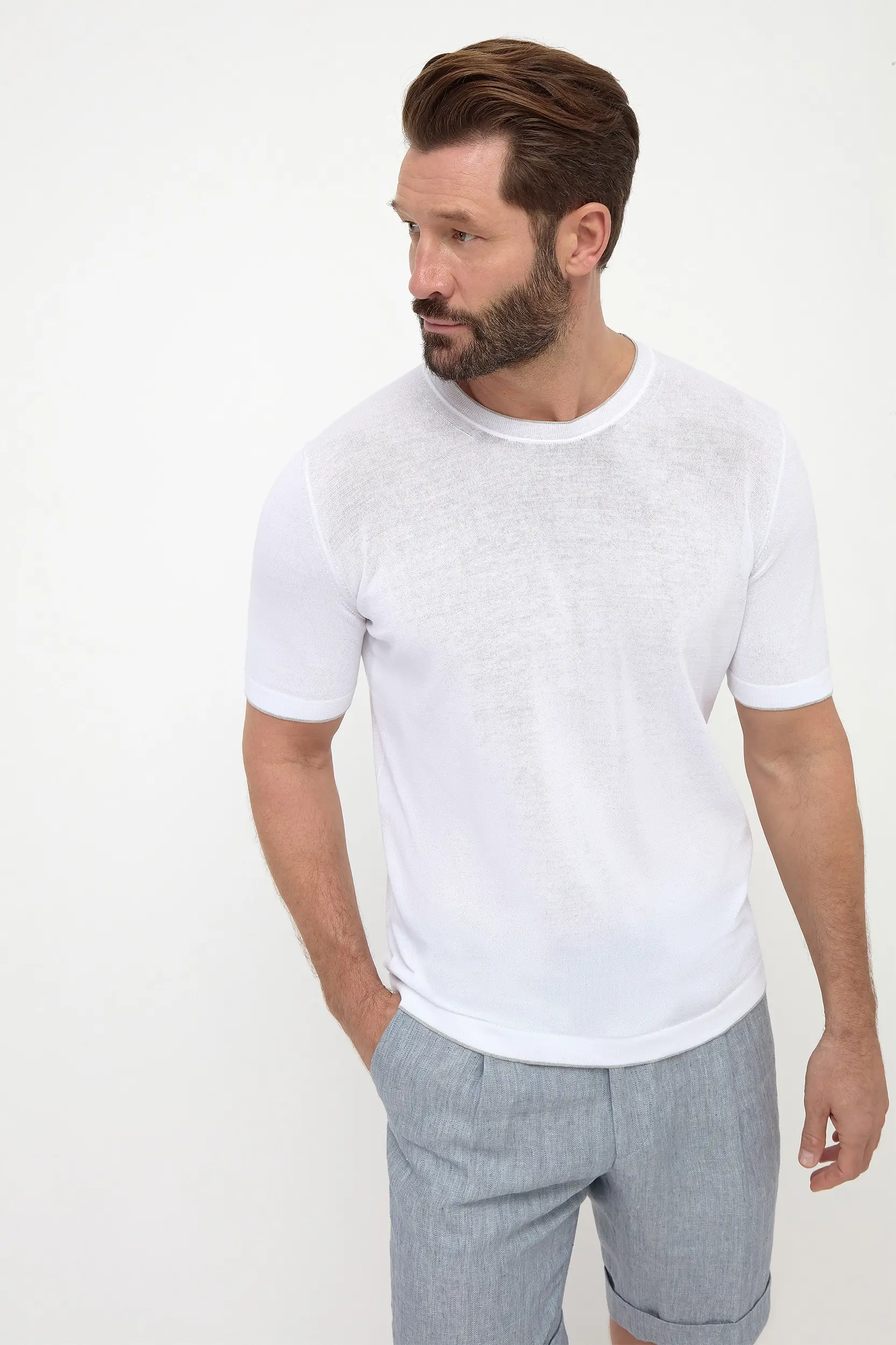 White knitted t-shirt - Made in Italy - Image 5